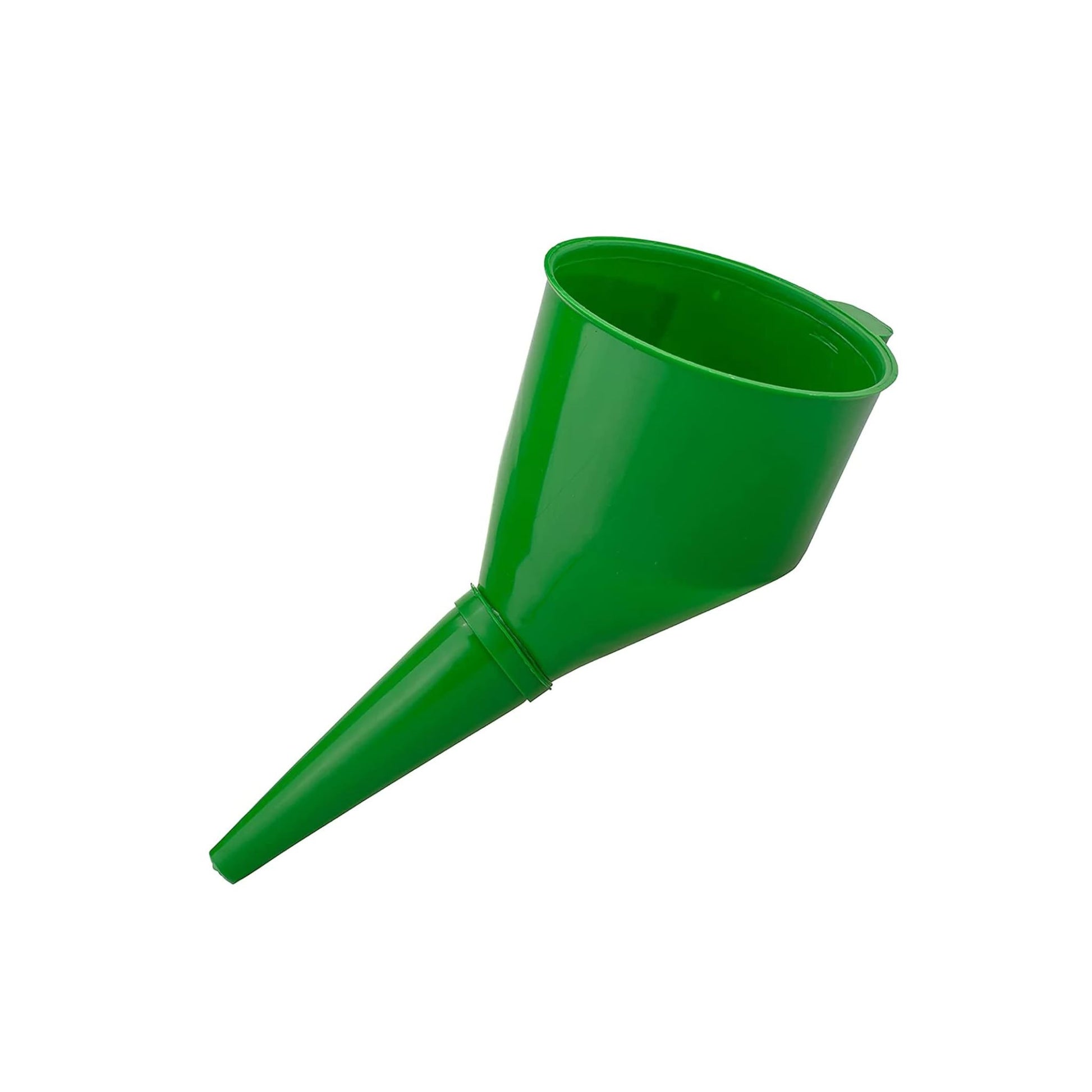 Green Angled Fuel Funnel – With fine mesh filter for easy refilling – Antistatic Lightweight Funnel – Practical and Versatile – Angled design that holds itself