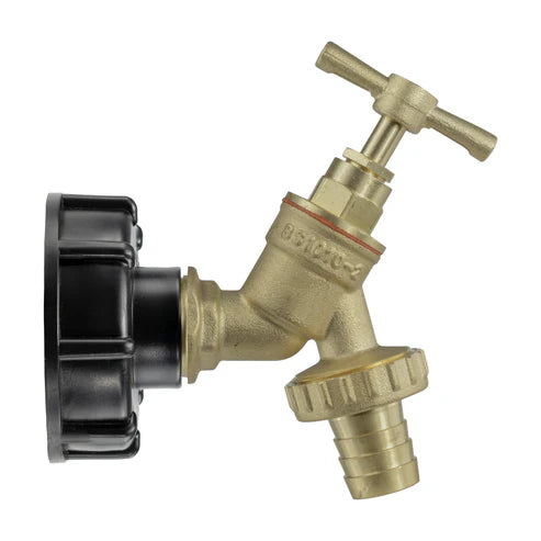 IBC 2” S60X6 Cap with Brass Bib Tap ¾” Barb +PTFE Tape