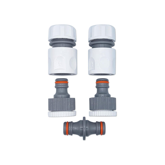 Ultimate Hose Fitting Set - 2in1 Tap Connector & Threaded Faucet Adapter 3/4" or 1/2" BSP with Premium Hose End Connectors 1/2" or 5/8" - 2 Pack & Double Male Hose Connector