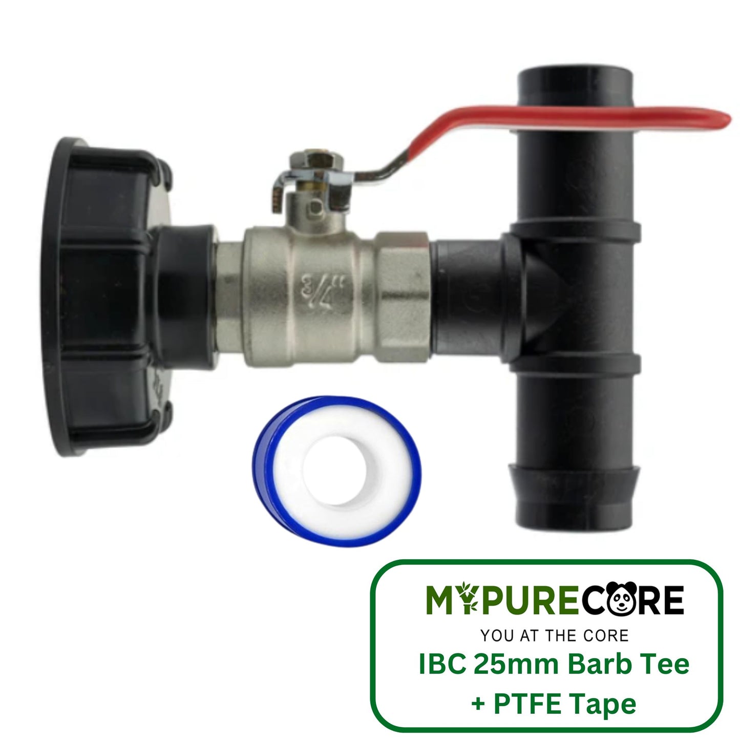 IBC 2” S60X6 Cap with Lever Valve and 25mm Barbed Tee and PTFE Tape – Durable Leak-Proof Plumbing Solution