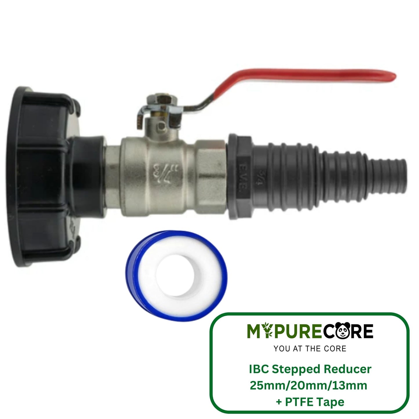 IBC 2” S60X6 Cap with Lever Valve & Pond Connector 13/20/25mm Barb and PTFE Tape – Durable Leak-Proof Plumbing Solution