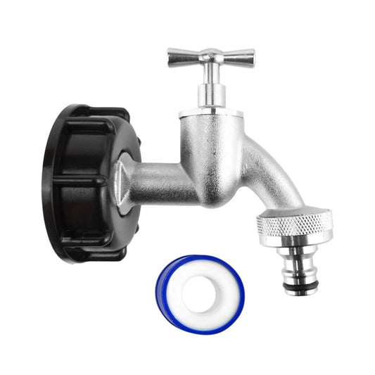 IBC Tote S60X6 Cap Kit with Quick Connect Brass Bib Tap ¾" BSP, Leak-Proof End Cap & Snap-On Hose Connector