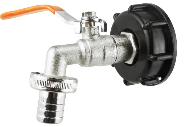 IBC S60X6 Cap with ¾” BSP Thread + Barb Lever Tap & PTFE Tape | Leak-Proof