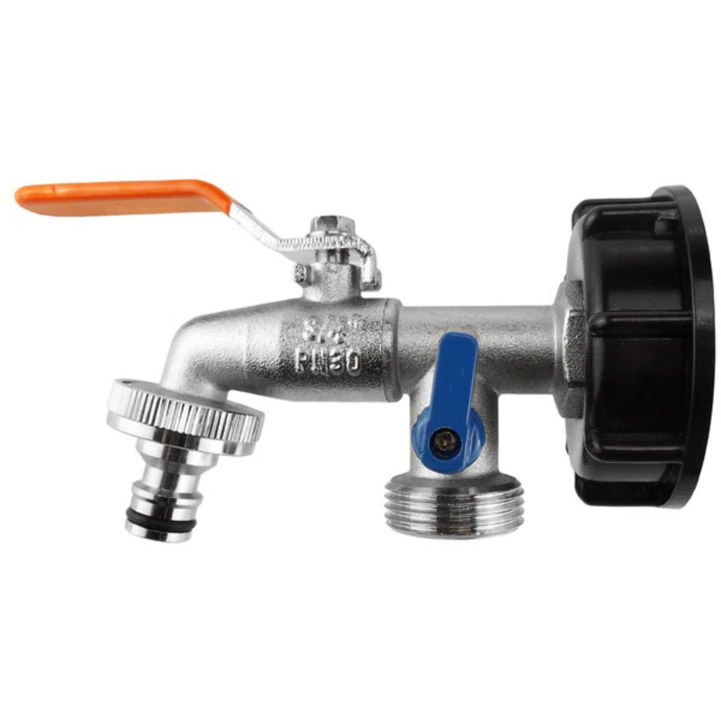 IBC 2” S60X6 Cap with Double ¾” BSP Tap + PTFE Tape | Leak-Proof Dual Hose Fittings