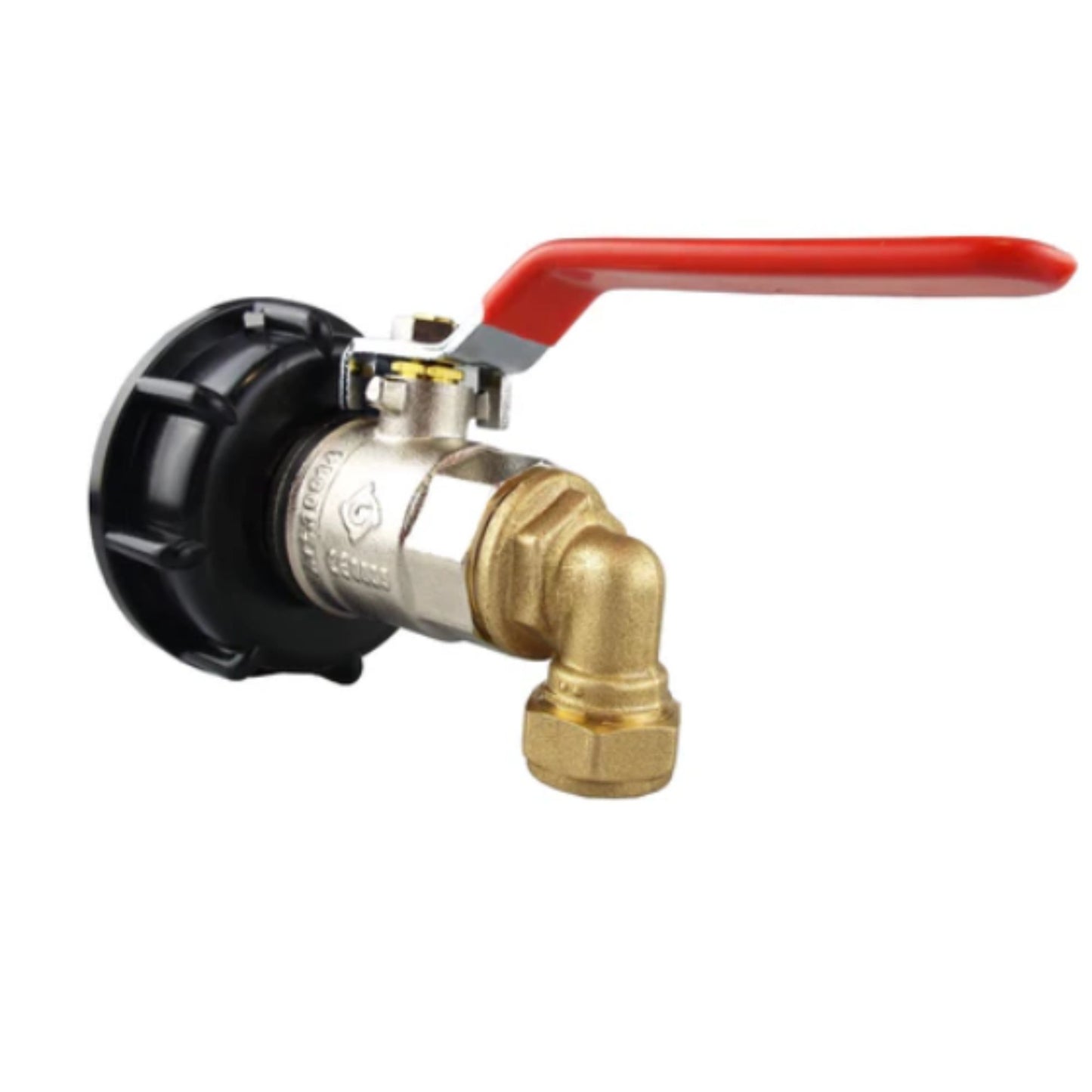 IBC 2” S60X6 Cap with Lever Valve & 15mm Brass Compression Elbow – and PTFE Tape – Durable Leak-Proof Plumbing Solution