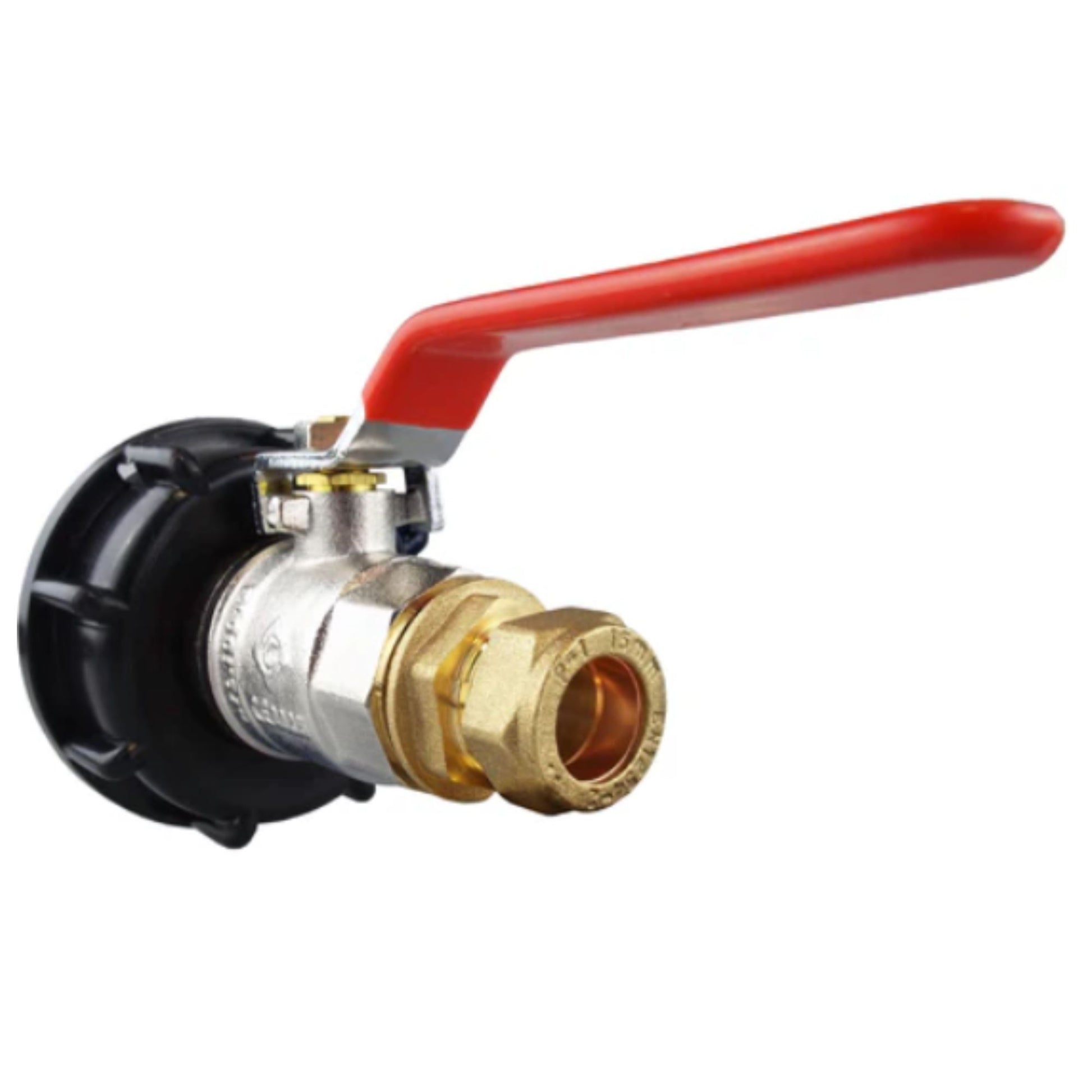 IBC 2” S60X6 Cap with Lever Valve and 15mm Brass Compression Straight ½ inch BSP and PTFE Tape – Durable Leak-Proof Plumbing Solution