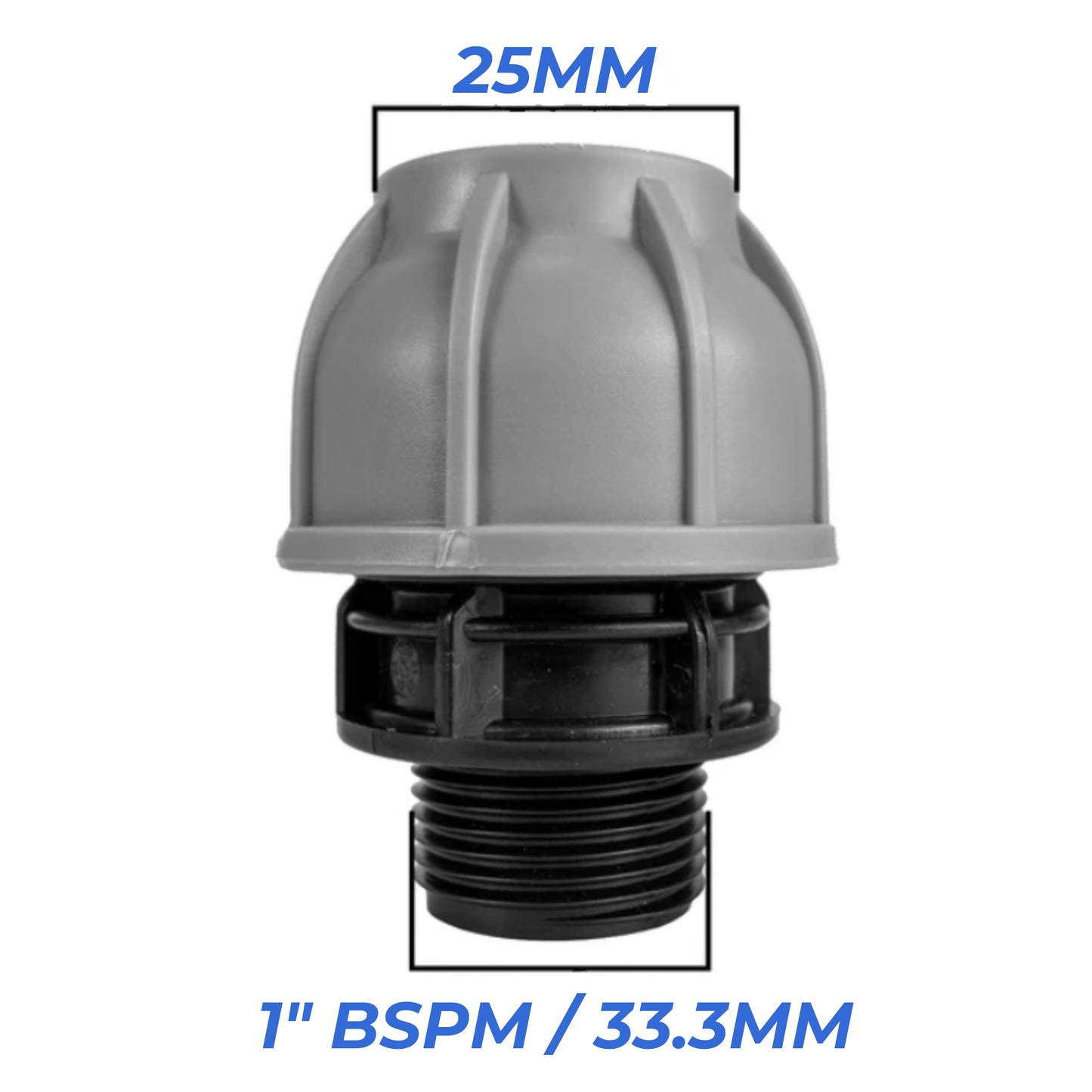 MDPE Compression Fittings 25mm - Straight, Elbow, Tee, Stop Valve, BSP Connector