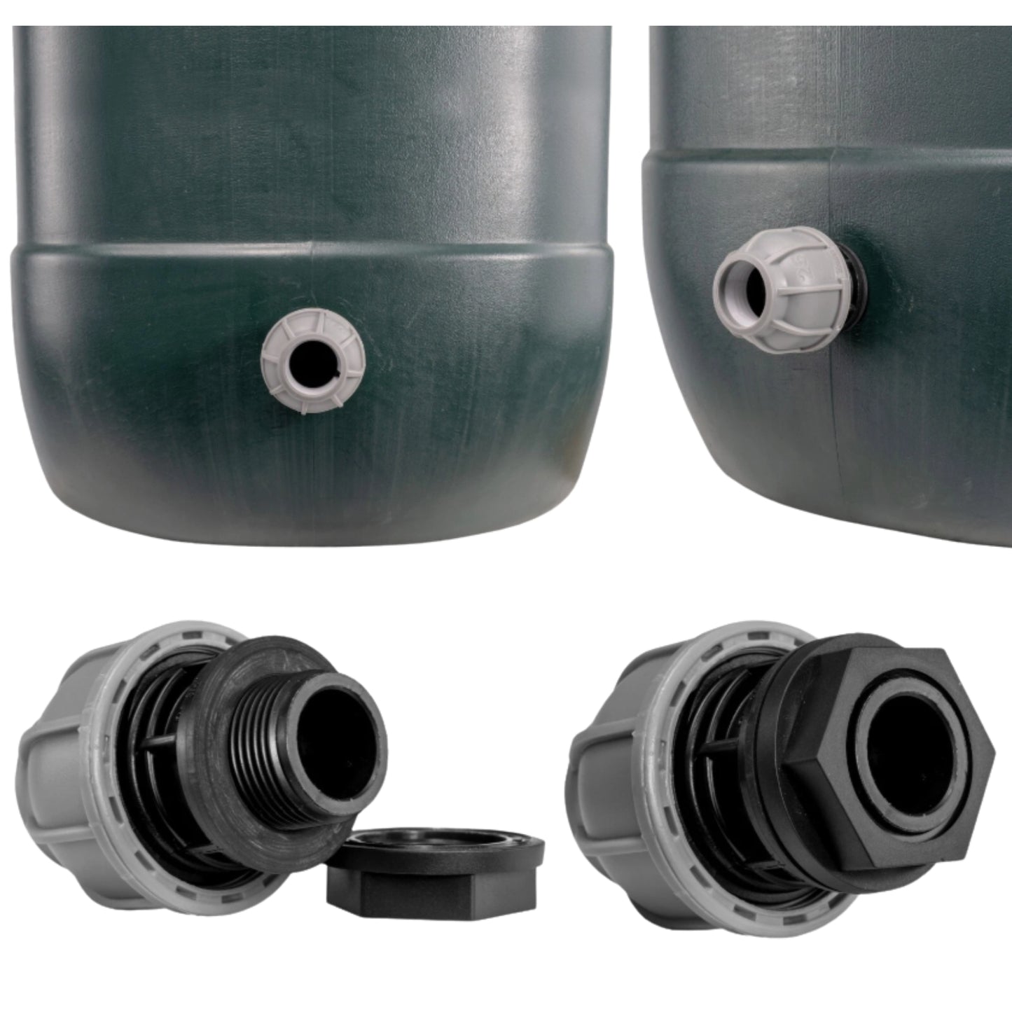 MDPE Water Tank Outlet Fitting with Nut & Washer – 20mm & 25mm Pipe Connector