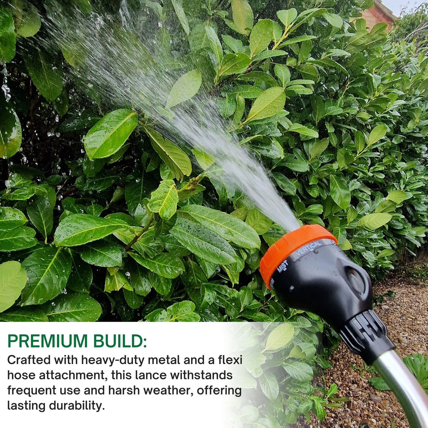 8-Function Heavy Duty Metal Watering Lance 83cm - Telescopic Long Reach Sprayer, Multi Jet Nozzle for Lawn, Garden, Car Wash & Hanging Baskets - Includes Premium Hose Connector