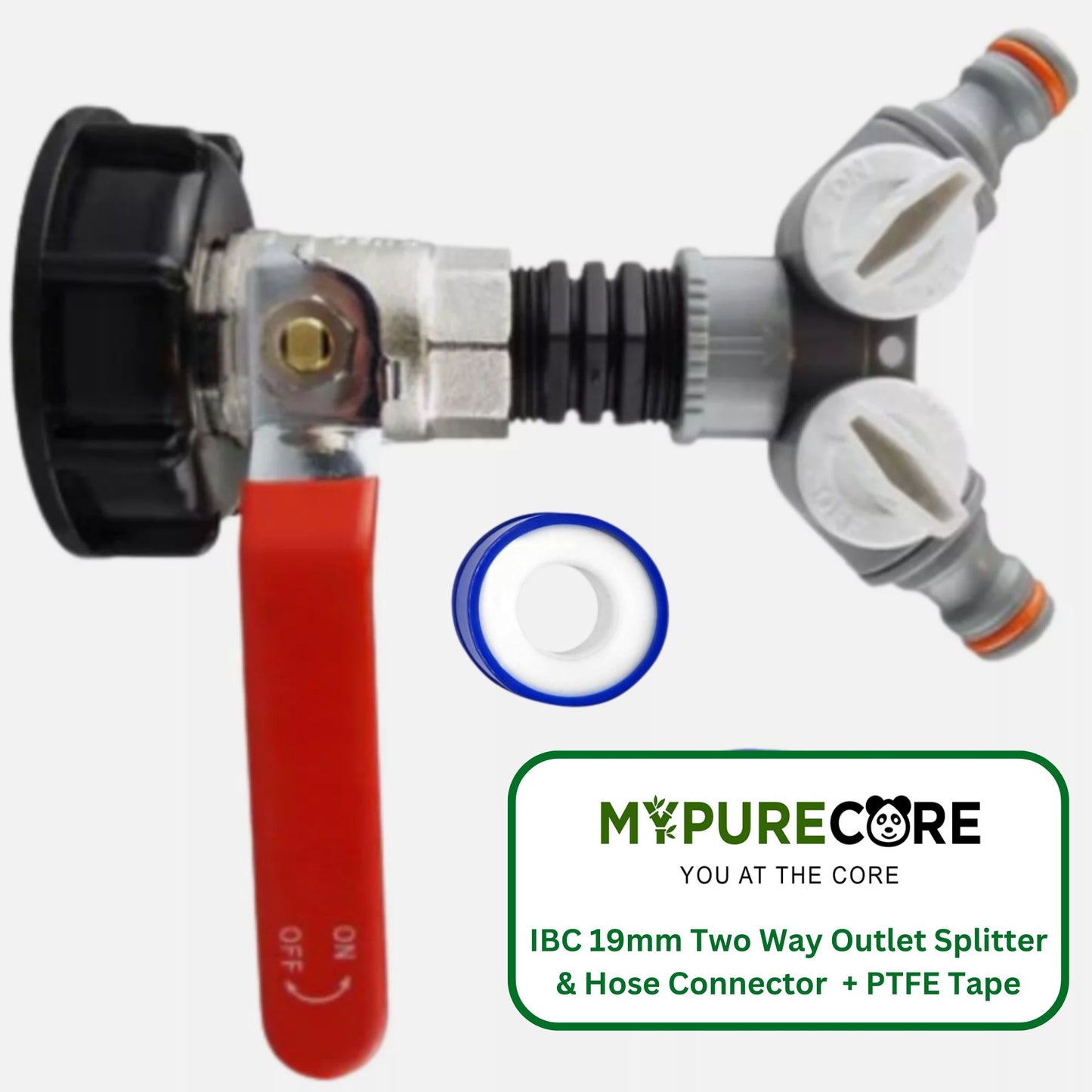 IBC 2” S60X6 Cap with Lever Valve and Two-Way Splitter and PTFE Tape – Durable Leak-Proof Plumbing Solution