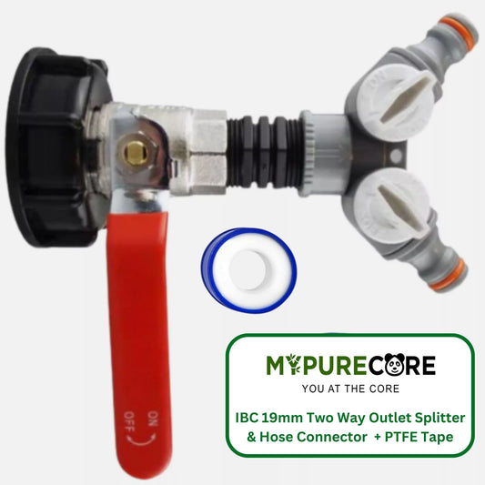 IBC 2” S60X6 Cap with Lever Valve and Two-Way Splitter and PTFE Tape – Durable Leak-Proof Plumbing Solution