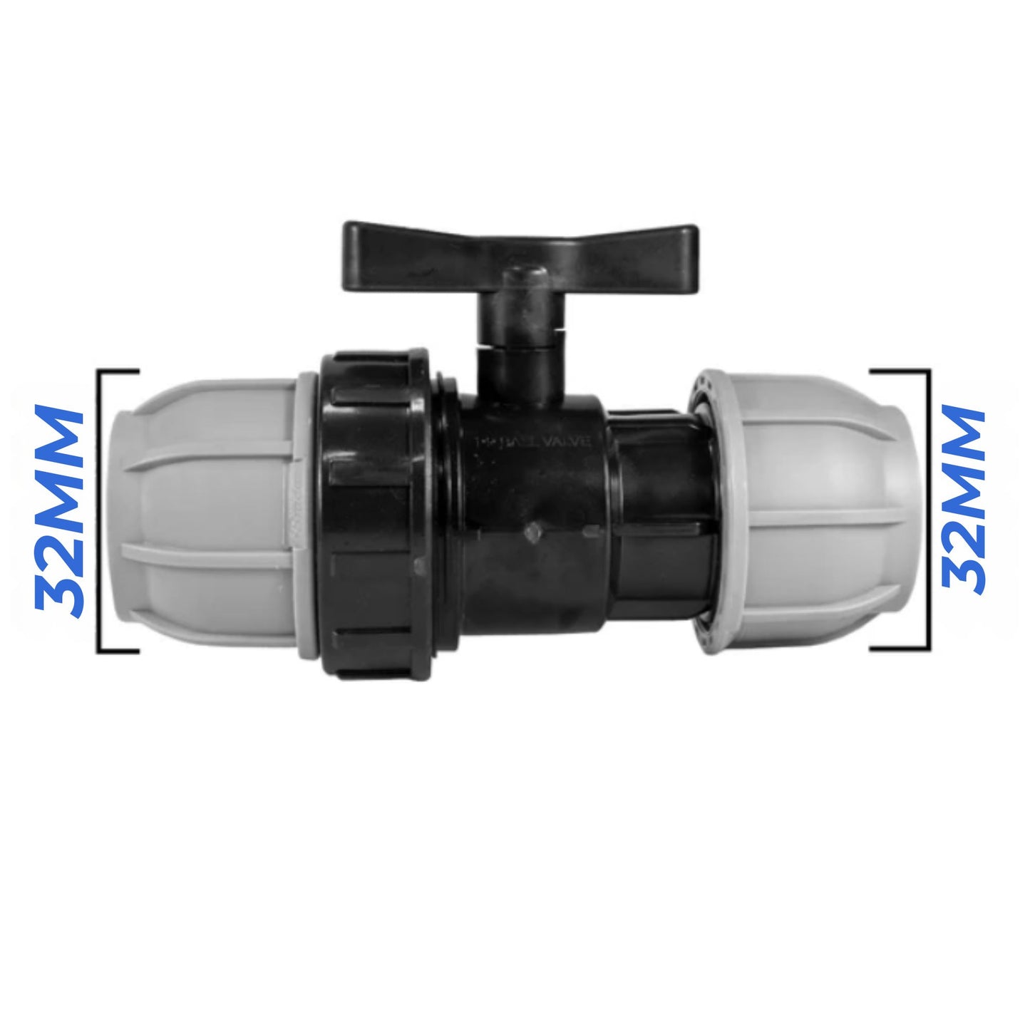 32 mm MDPE Compression Connector Fittings, LDPE Water Pipe - Straight, Elbow, Tee, Wall Flange, Stop, Valve