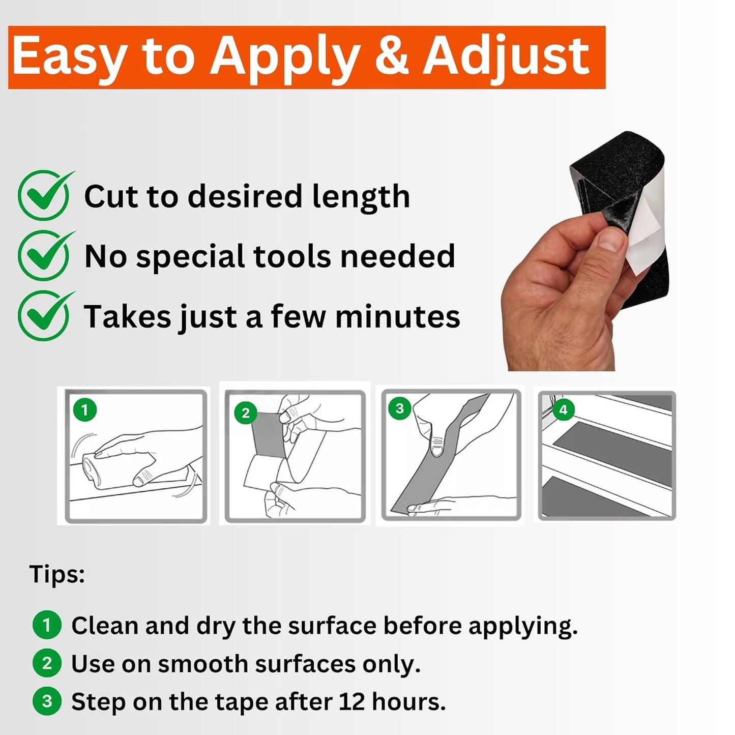 Anti Slip Grip Tape Black 80 Grit for Stairs Decking Ramps and Outdoor Use