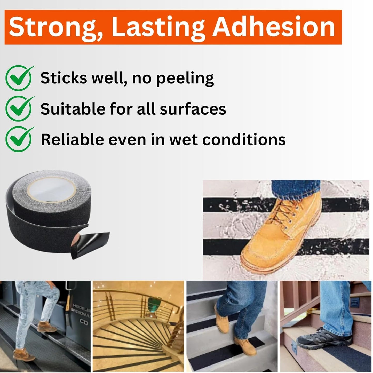 Anti Slip Grip Tape Black 80 Grit for Stairs Decking Ramps and Outdoor Use