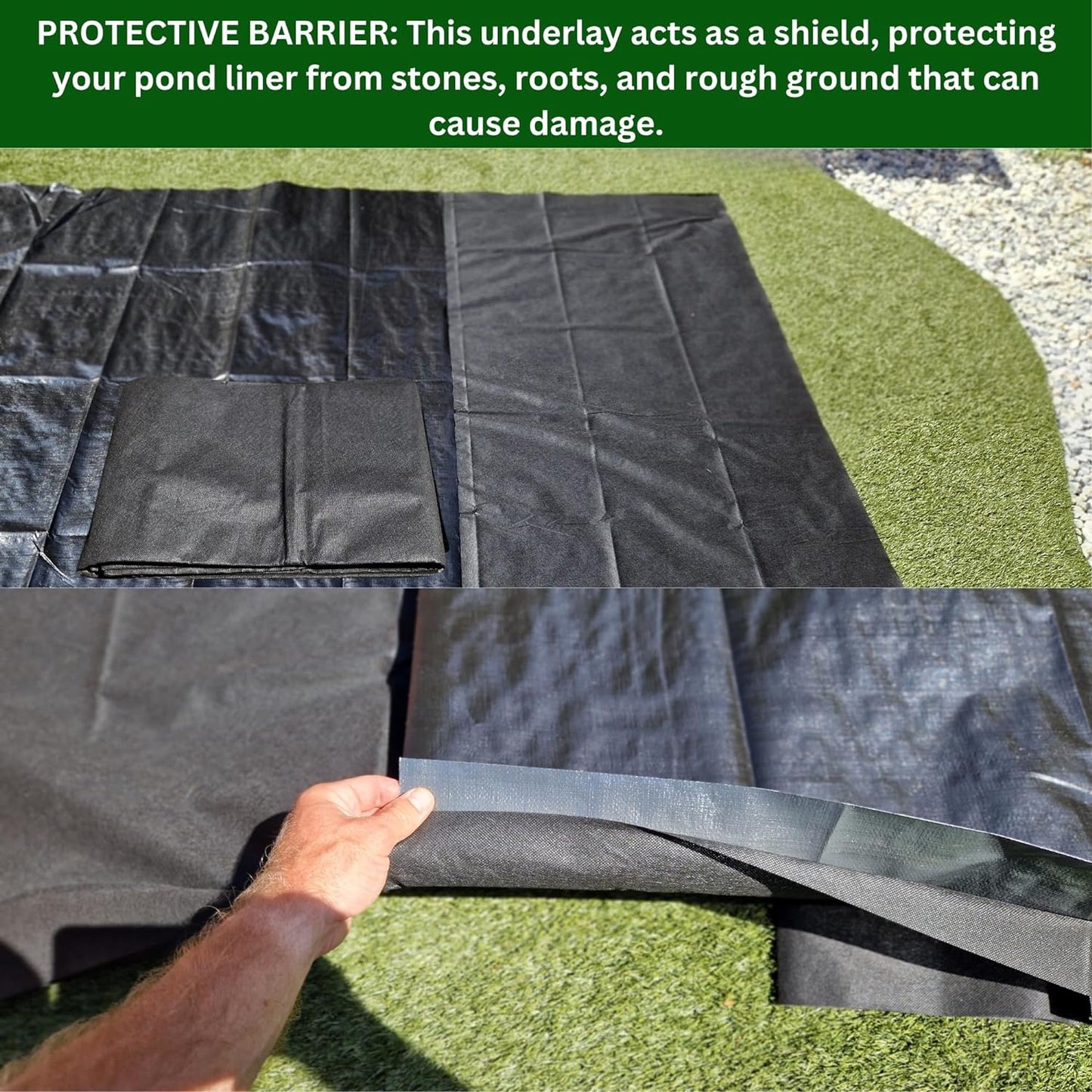 Pond Liner Underlay (3m x 5m), (3m x 3m) - Tear-Resistant, Durable Garden Pool Foundation - Perfect for Wildlife and Decorative Ponds
