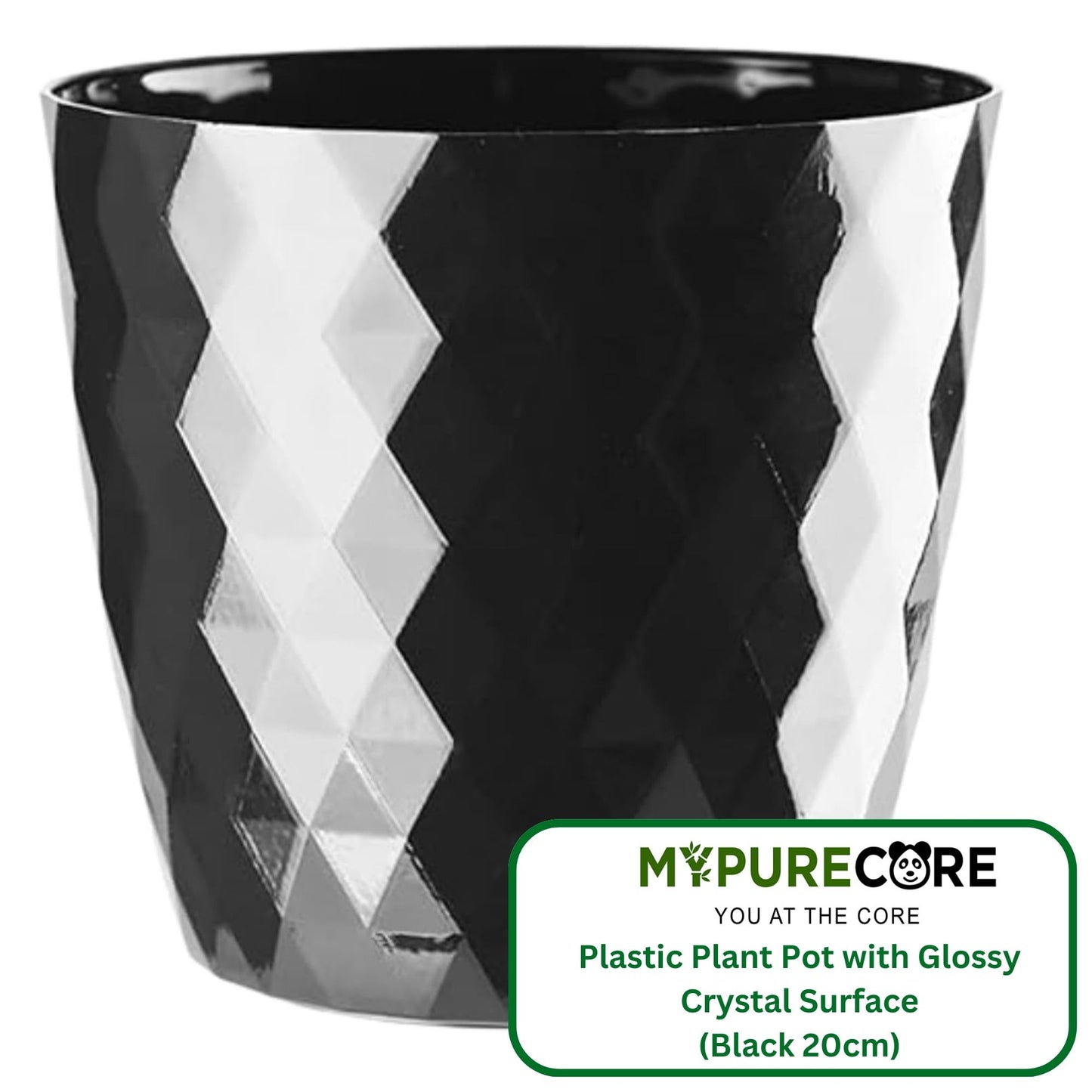 Plant Pots Indoor 20cm – Stylish Decorative Plastic Flower Pot with Glossy Crystal Surface – Durable Indoor & Outdoor Planter for House Plants, Herbs