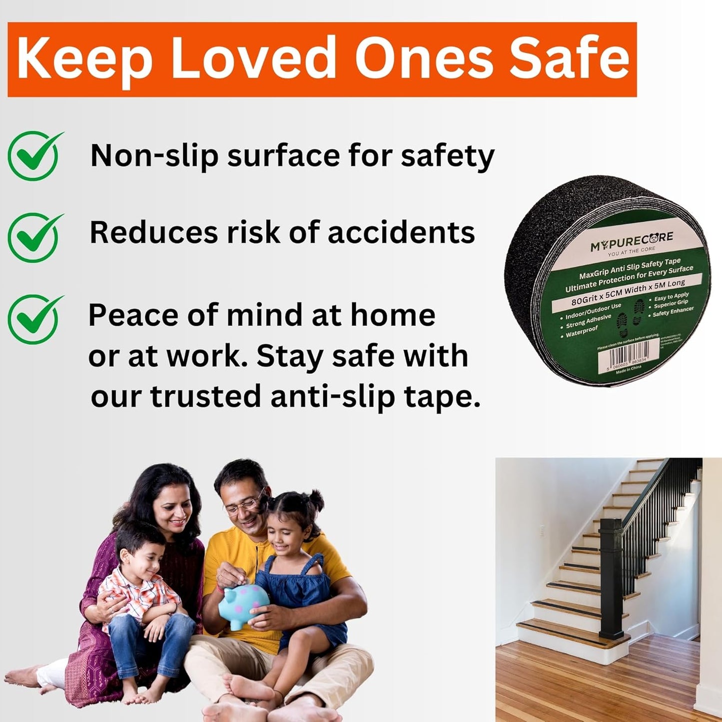 Anti Slip Grip Tape Black 80 Grit for Stairs Decking Ramps and Outdoor Use