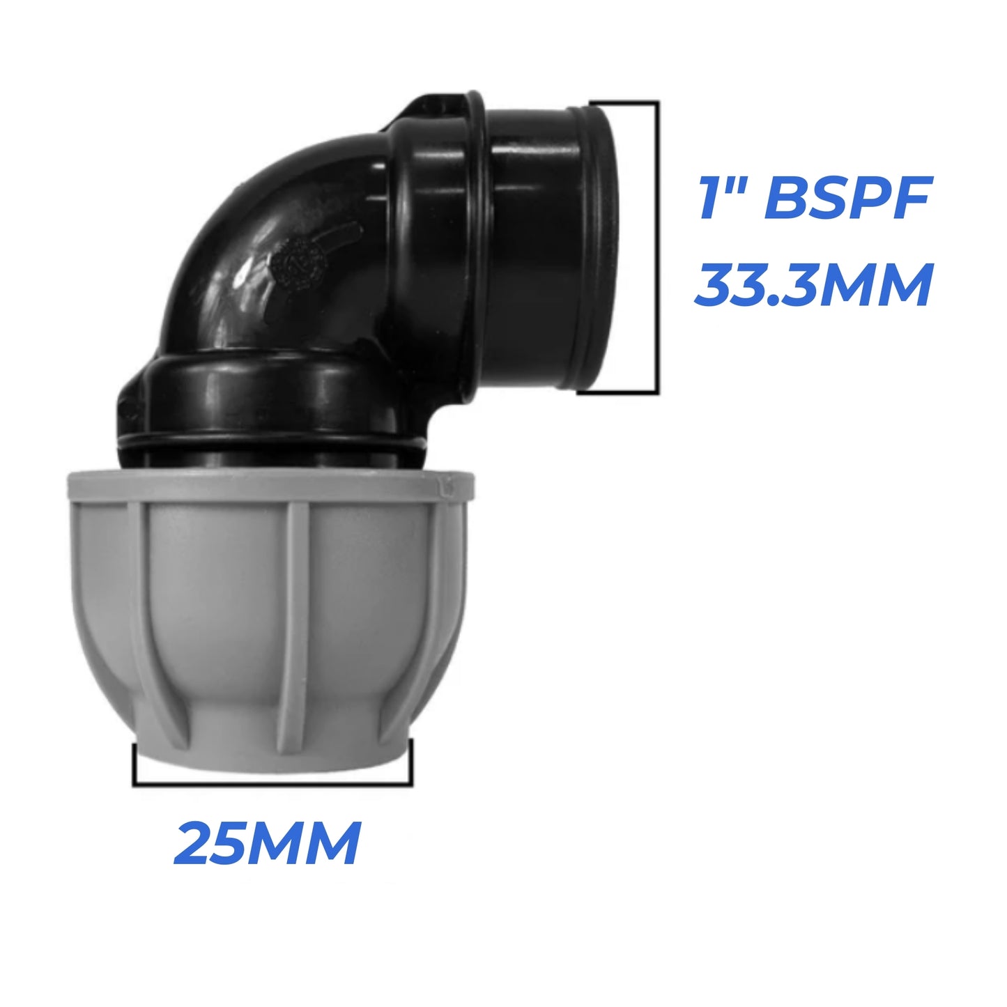 MDPE Compression Fittings 25mm - Straight, Elbow, Tee, Stop Valve, BSP Connector