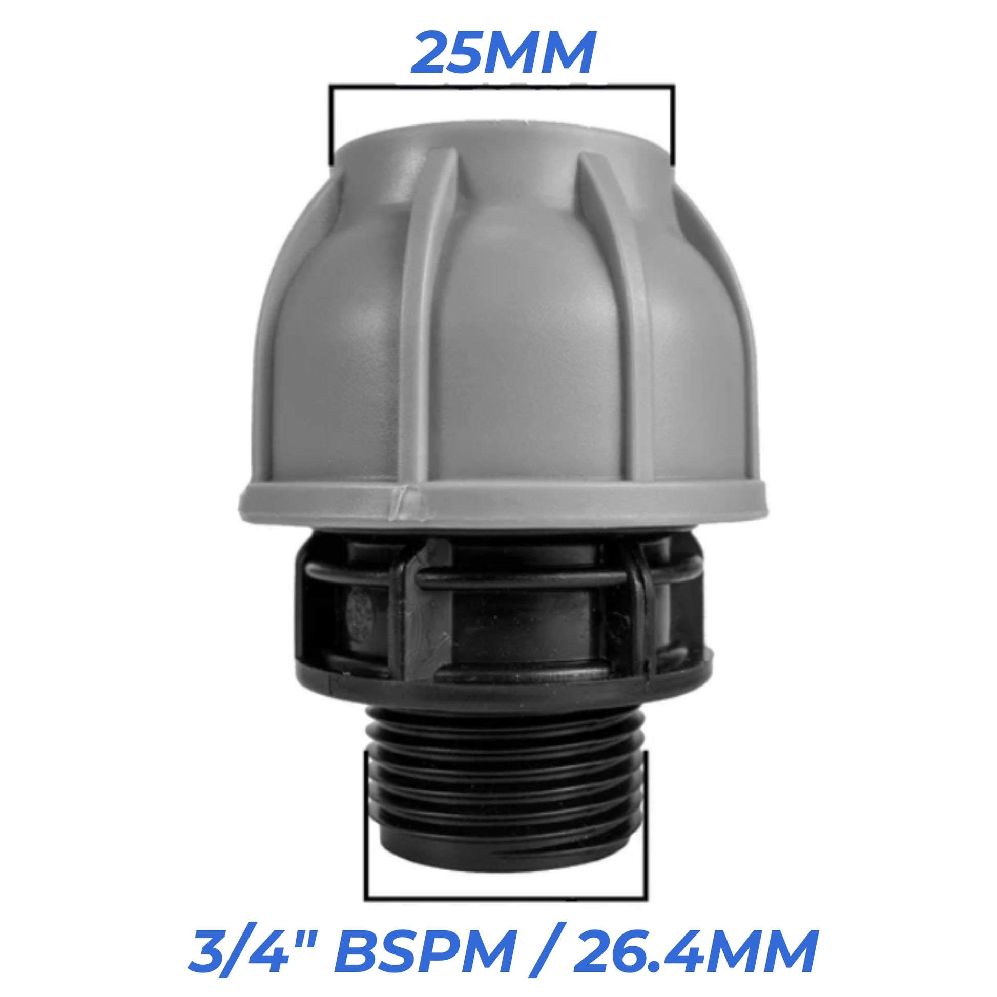 MDPE Compression Fittings 25mm - Straight, Elbow, Tee, Stop Valve, BSP Connector