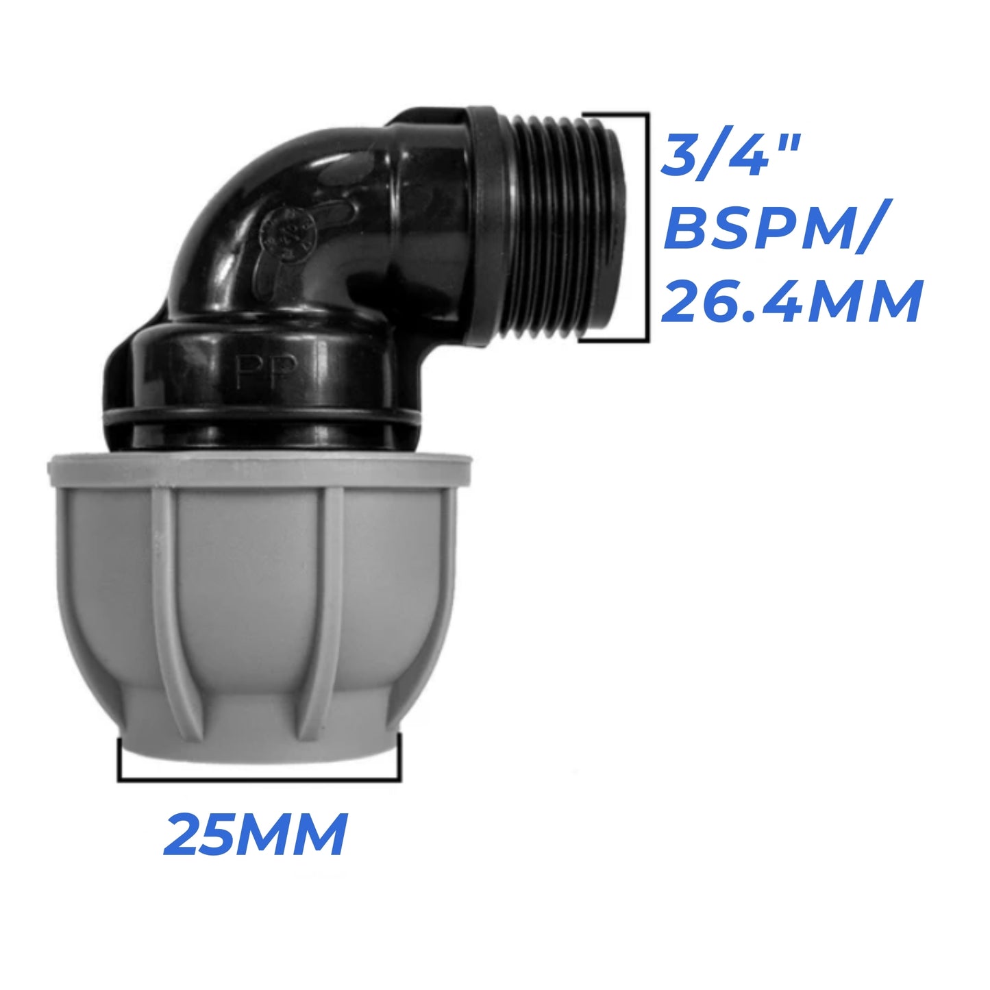 MDPE Compression Fittings 25mm - Straight, Elbow, Tee, Stop Valve, BSP Connector