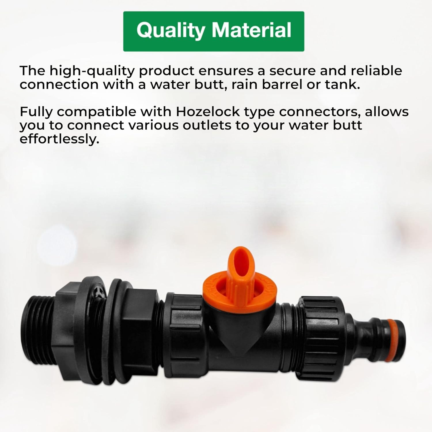 3/4" Water Butt Connector Ultimate Set - Control Water Flow with Built-in Valve and Secure Thread Connection with Additional Washer - Perfect for Water Butts and Storage Tanks