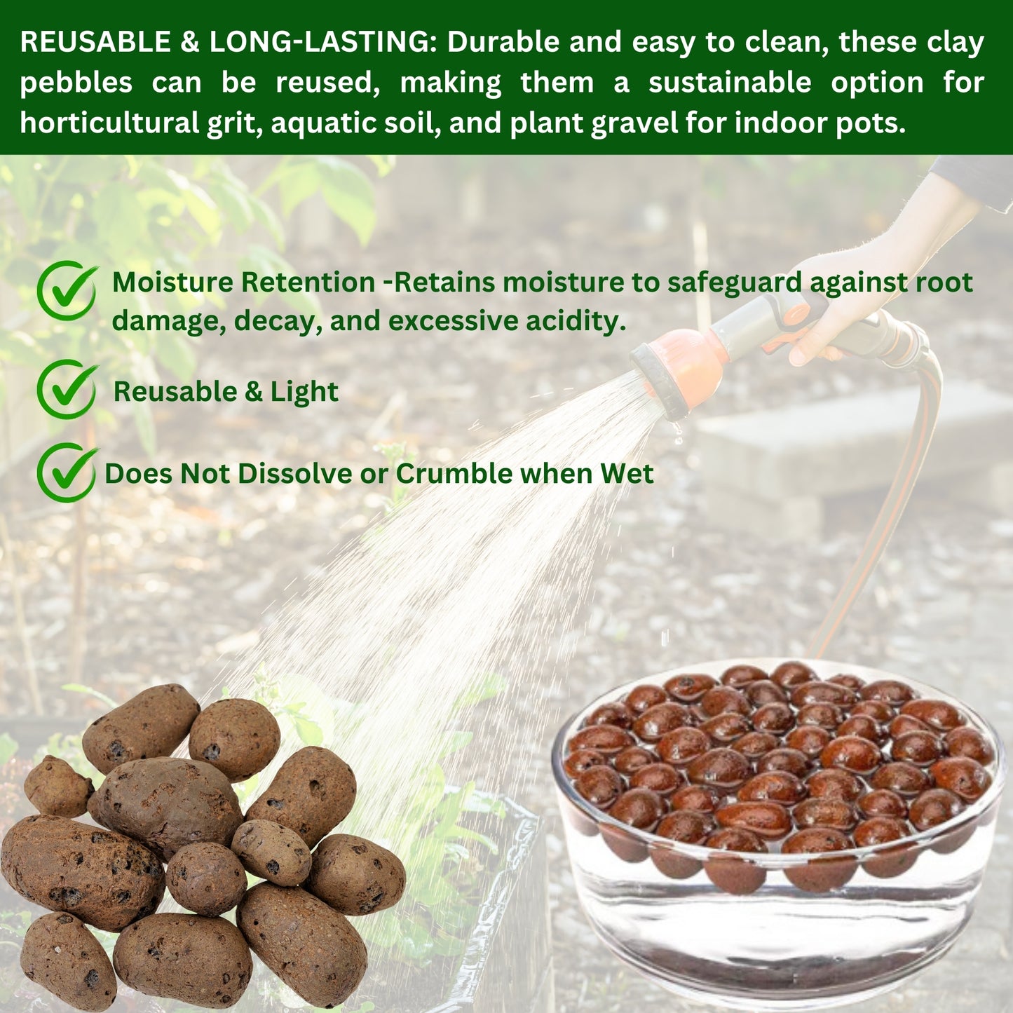 Clay Pebbles for Plant Pots & Hydroponics | LECA Balls Cactus & Succulent Potting Mix, Horticultural Grit, Lava Rock, Decorative Gravel & Drainage for Indoor & Outdoor Plants (5L)