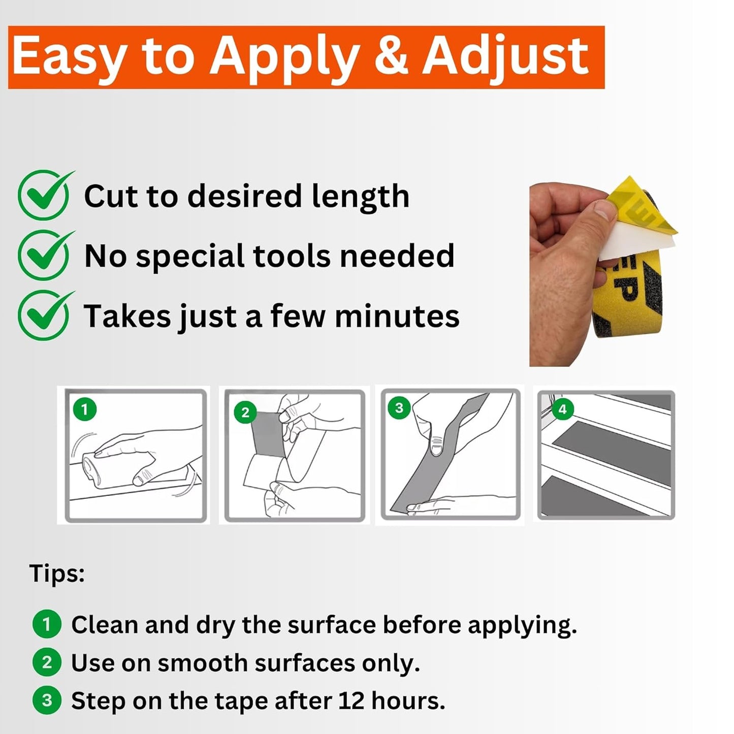 Anti Slip Tape for Stairs 5m x 5cm Heavy Duty Grip for Indoor Outdoor Use