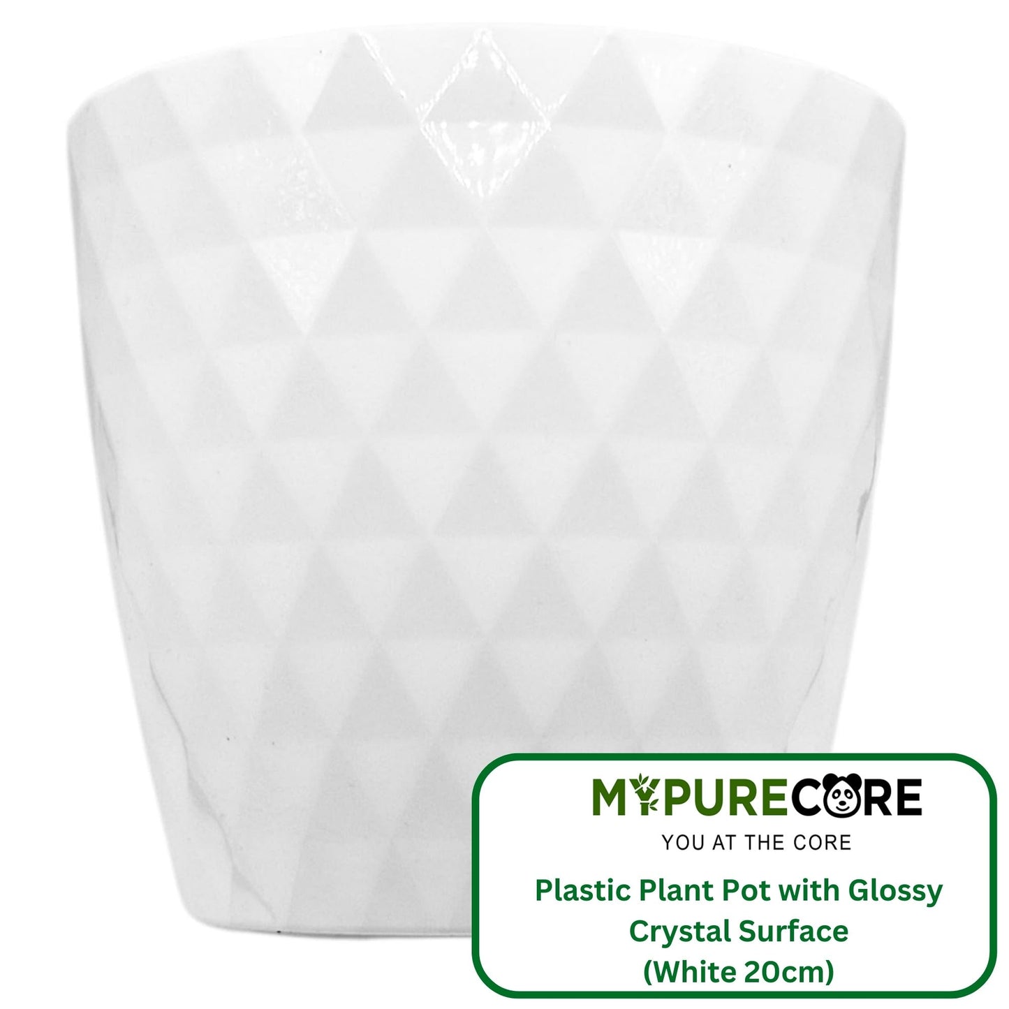 Plant Pots Indoor 20cm – Stylish Decorative Plastic Flower Pot with Glossy Crystal Surface – Durable Indoor & Outdoor Planter for House Plants, Herbs