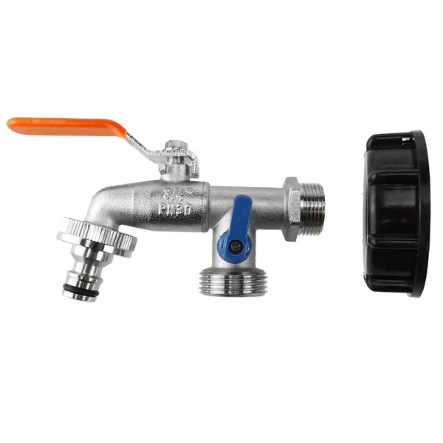 IBC 2” S60X6 Cap with Double ¾” BSP Tap + PTFE Tape | Leak-Proof Dual Hose Fittings