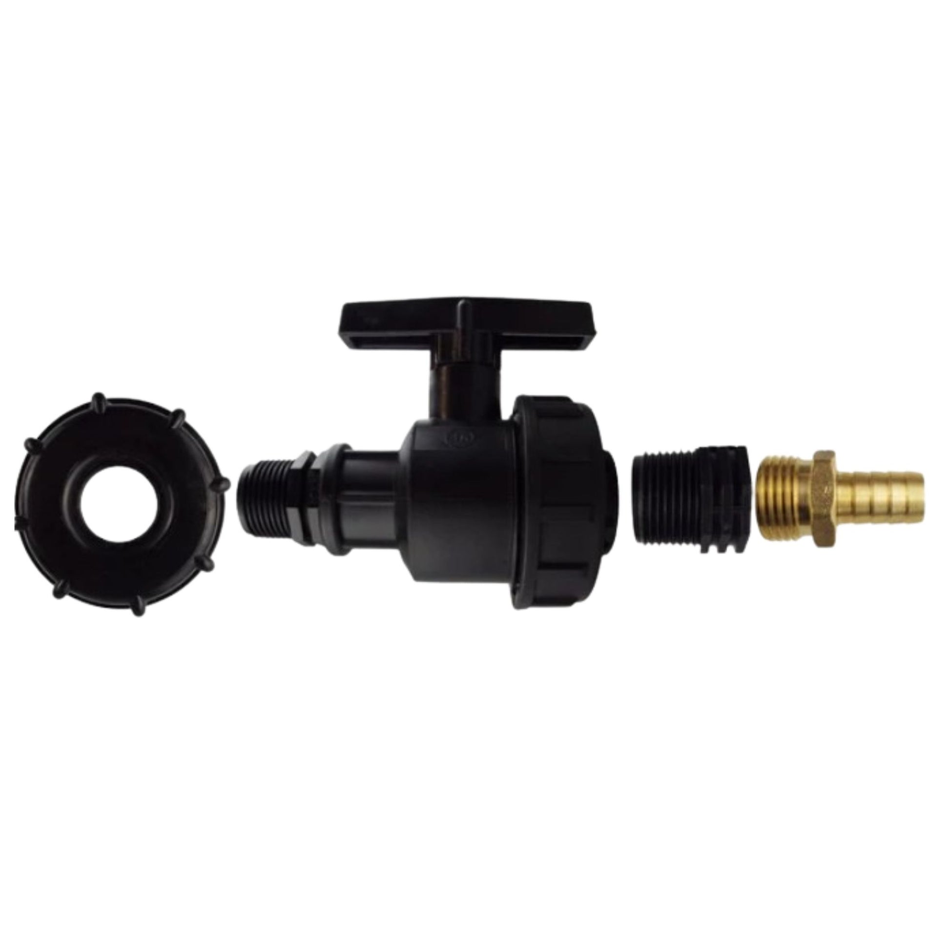 IBC 2” S60X6 Cap with Large Plastic Valve, 19mm Brass Hose Barb & PTFE Tape | Durable Leak-Proof Kit
