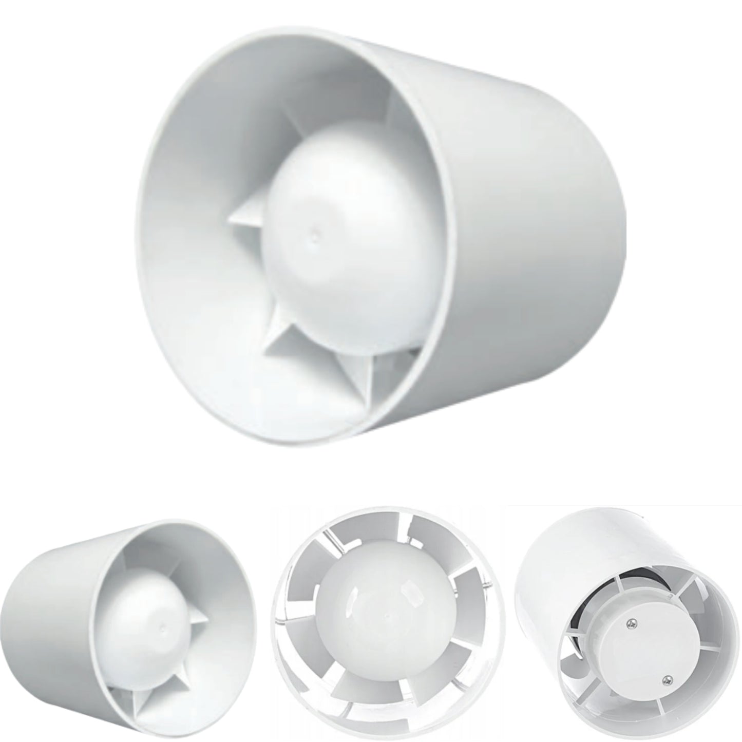 Quiet 100mm In-Line Extractor Fan – High Airflow Bathroom Ventilation Fan for Ducting, 100 m³/h, IPX2 Rated, Durable ABS Housing – Perfect for Toilet, Kitchen, Home & Office