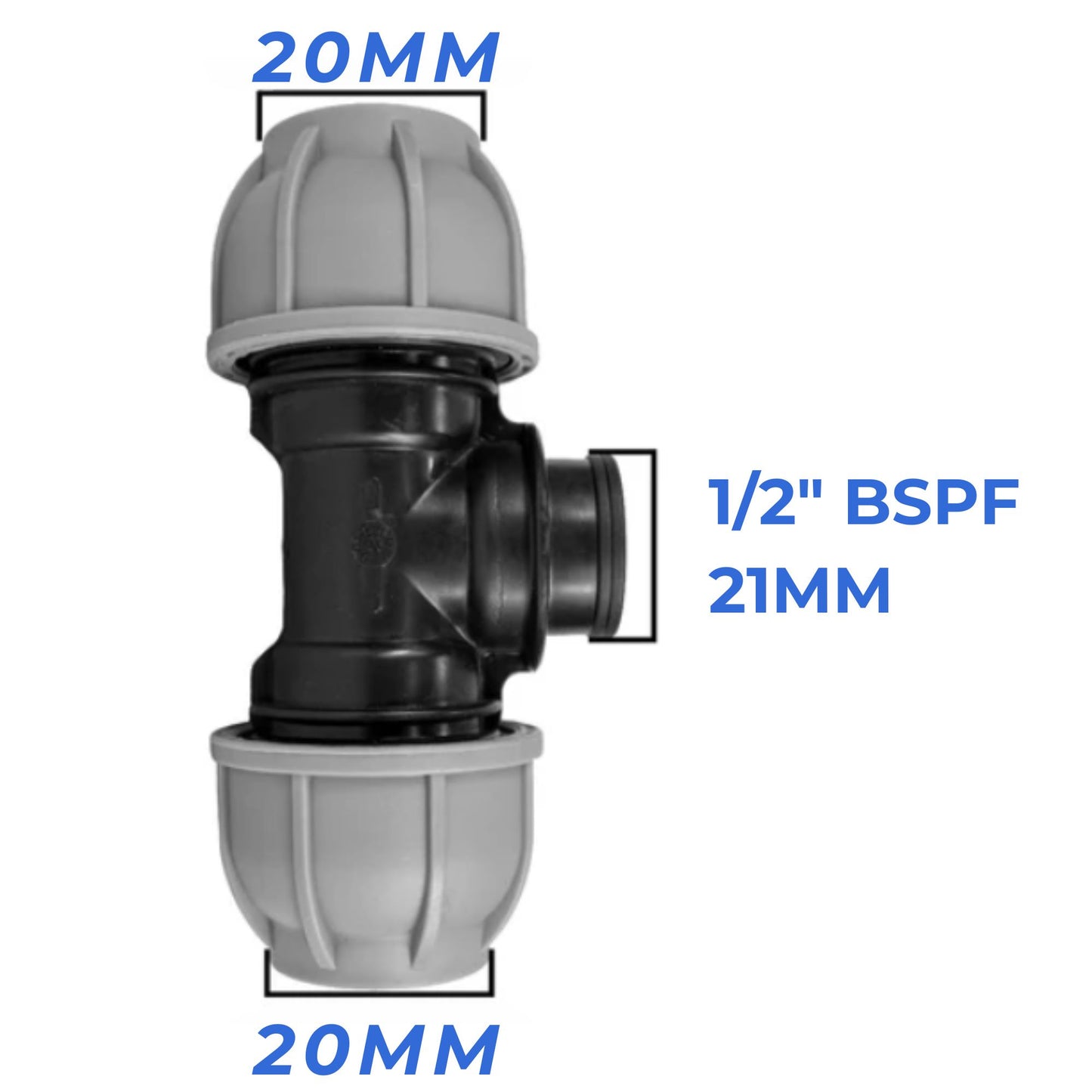 MDPE Compression Fittings 20mm - Straight, Elbow, Tee, Stop Valve, BSP Connector