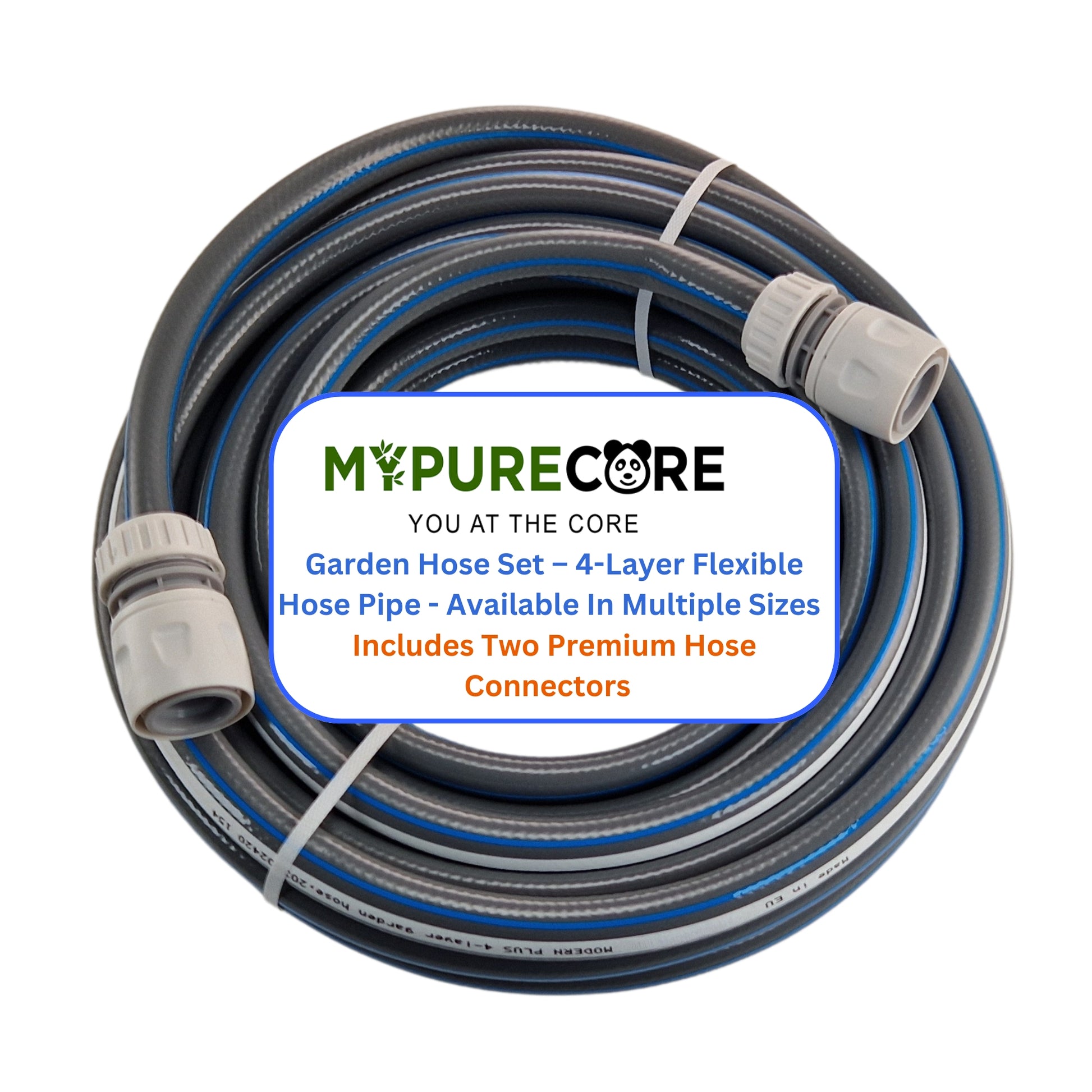 Garden Hose – 4-Layer Flexible Hose Pipe with 2 Universal Hose Connectors – Kink-Resistant, UV-Protected, Durable PVC Watering Hose for Garden, Car Wash & Outdoor Use