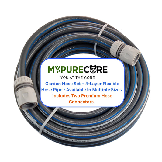 Garden Hose – 4-Layer Flexible Hose Pipe with 2 Universal Hose Connectors – Kink-Resistant, UV-Protected, Durable PVC Watering Hose for Garden, Car Wash & Outdoor Use