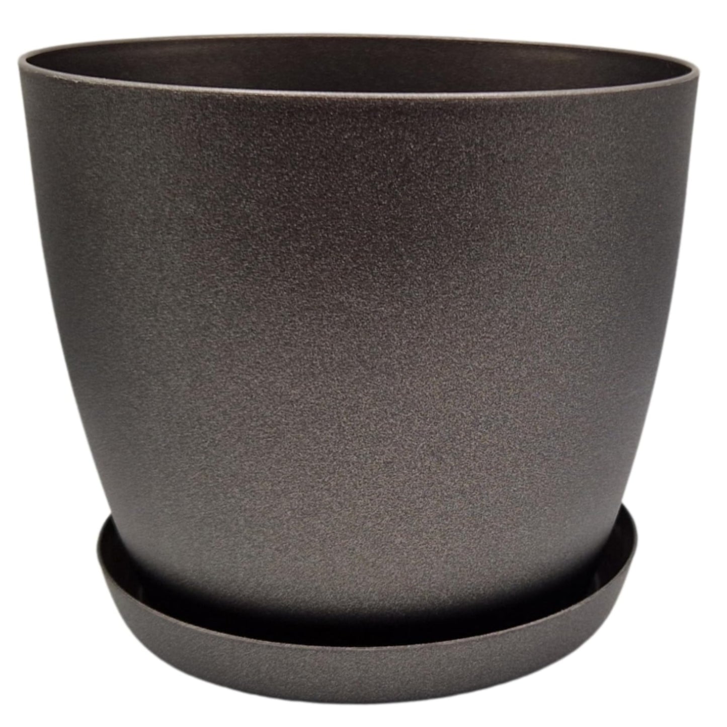 Elegant Graphite 30cm Plant Pot with Saucer – Modern Matte Finish Indoor & Outdoor Flower Planter for Houseplants, Herbs & Succulents – Durable Plastic Decorative Garden Pot