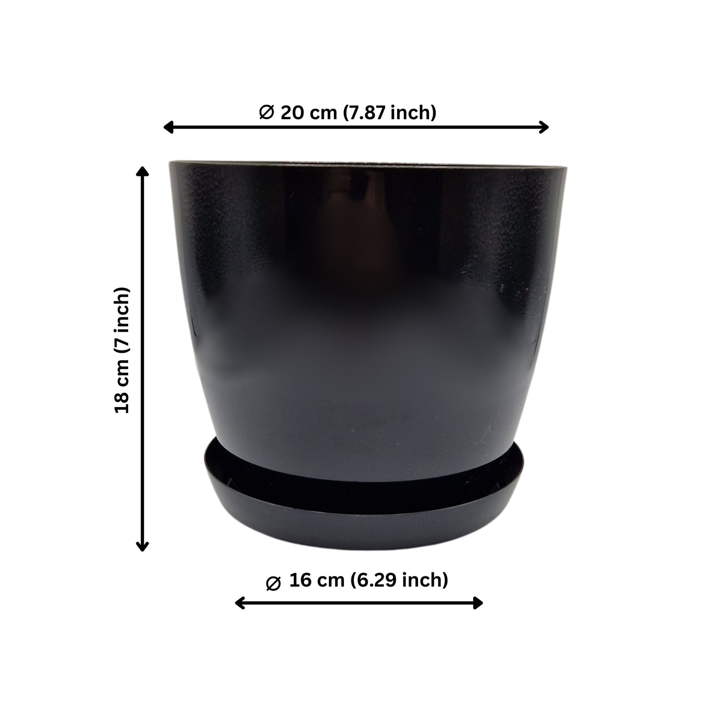 Plant Pots Indoor 20cm with Saucer – Stylish Glossy Plastic Flower Pot – Durable Indoor & Outdoor Planter for House Plants, Herbs, & Succulents