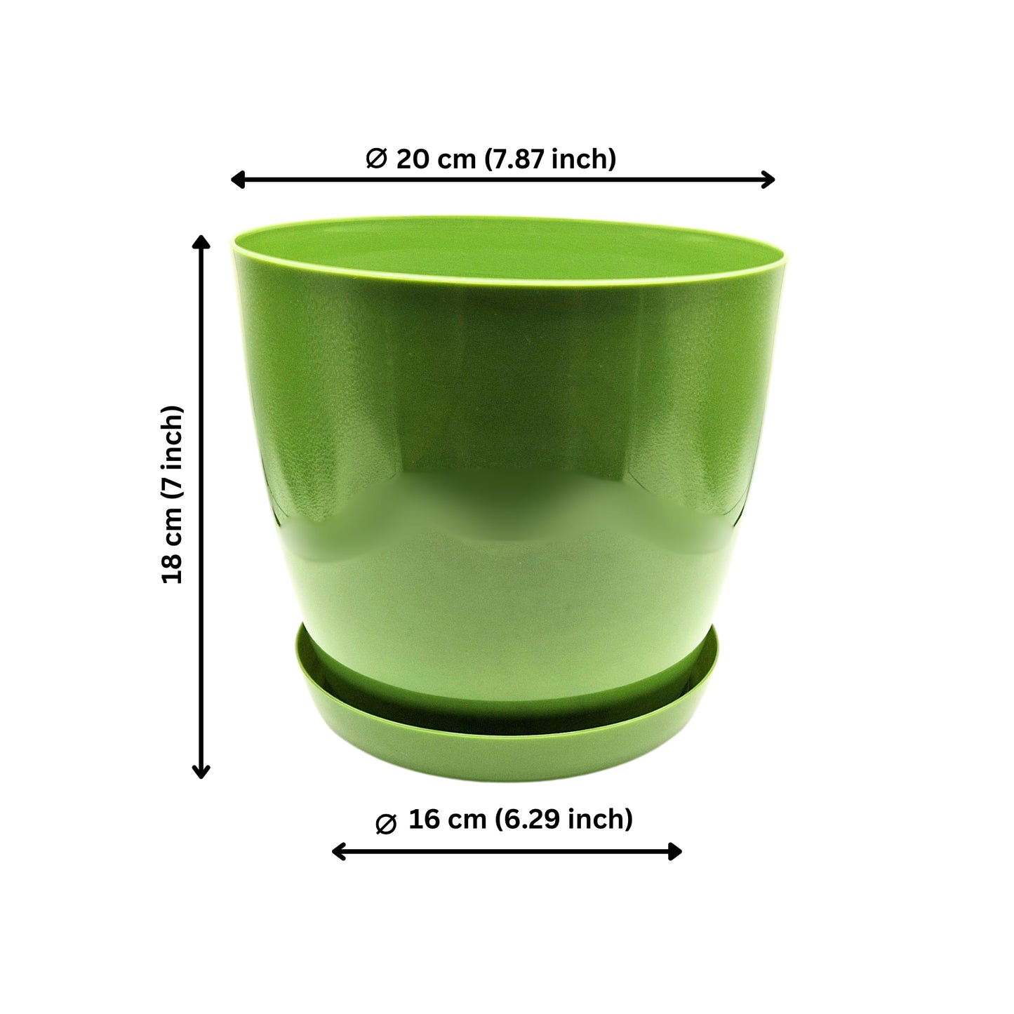 Plant Pots Indoor 20cm with Saucer – Stylish Glossy Plastic Flower Pot – Durable Indoor & Outdoor Planter for House Plants, Herbs, & Succulents