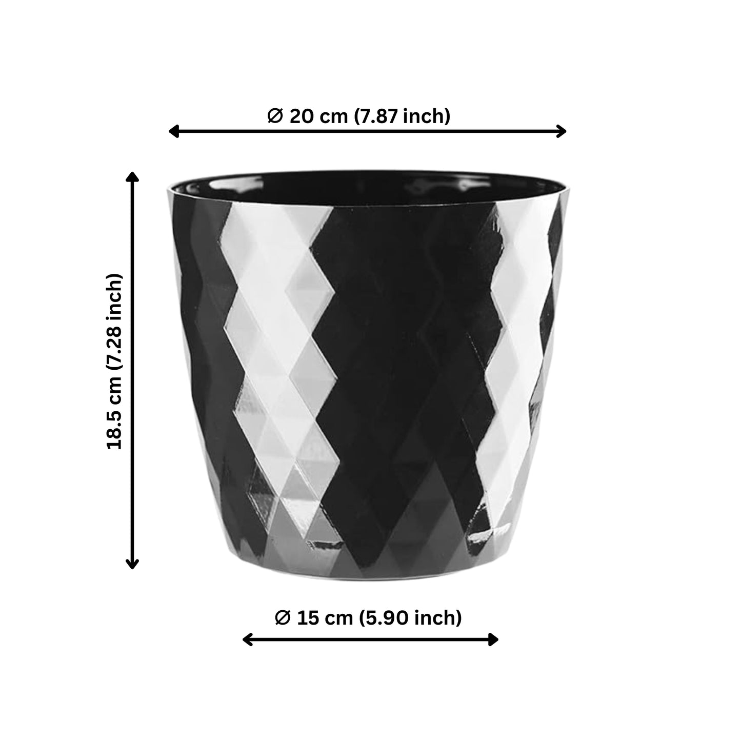Plant Pots Indoor 20cm – Stylish Decorative Plastic Flower Pot with Glossy Crystal Surface – Durable Indoor & Outdoor Planter for House Plants, Herbs