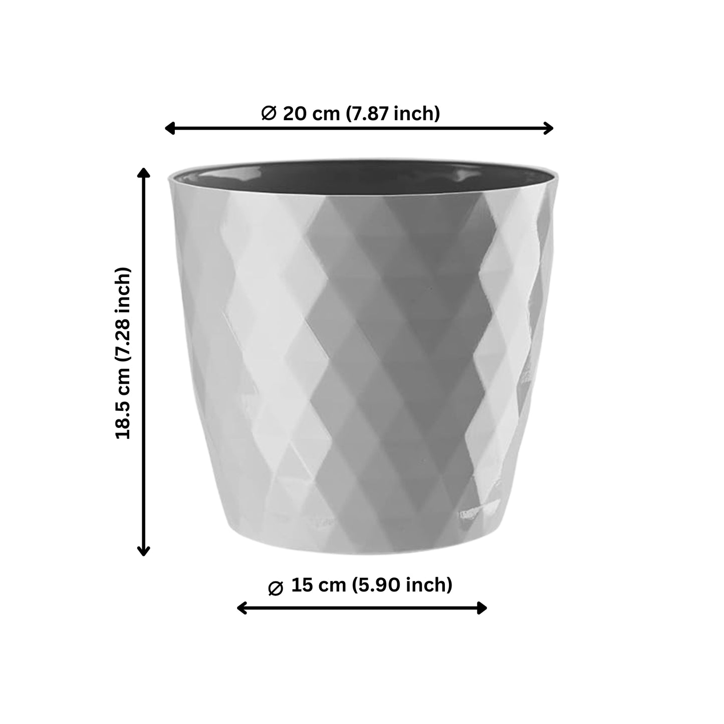 Plant Pots Indoor 20cm – Stylish Decorative Plastic Flower Pot with Glossy Crystal Surface – Durable Indoor & Outdoor Planter for House Plants, Herbs