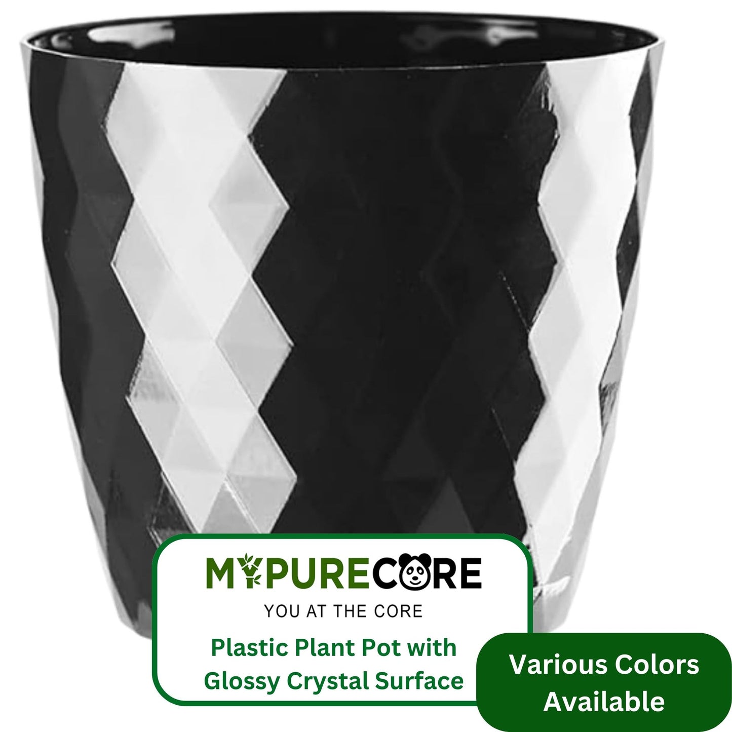 Plant Pots Indoor 20cm – Stylish Decorative Plastic Flower Pot with Glossy Crystal Surface – Durable Indoor & Outdoor Planter for House Plants, Herbs