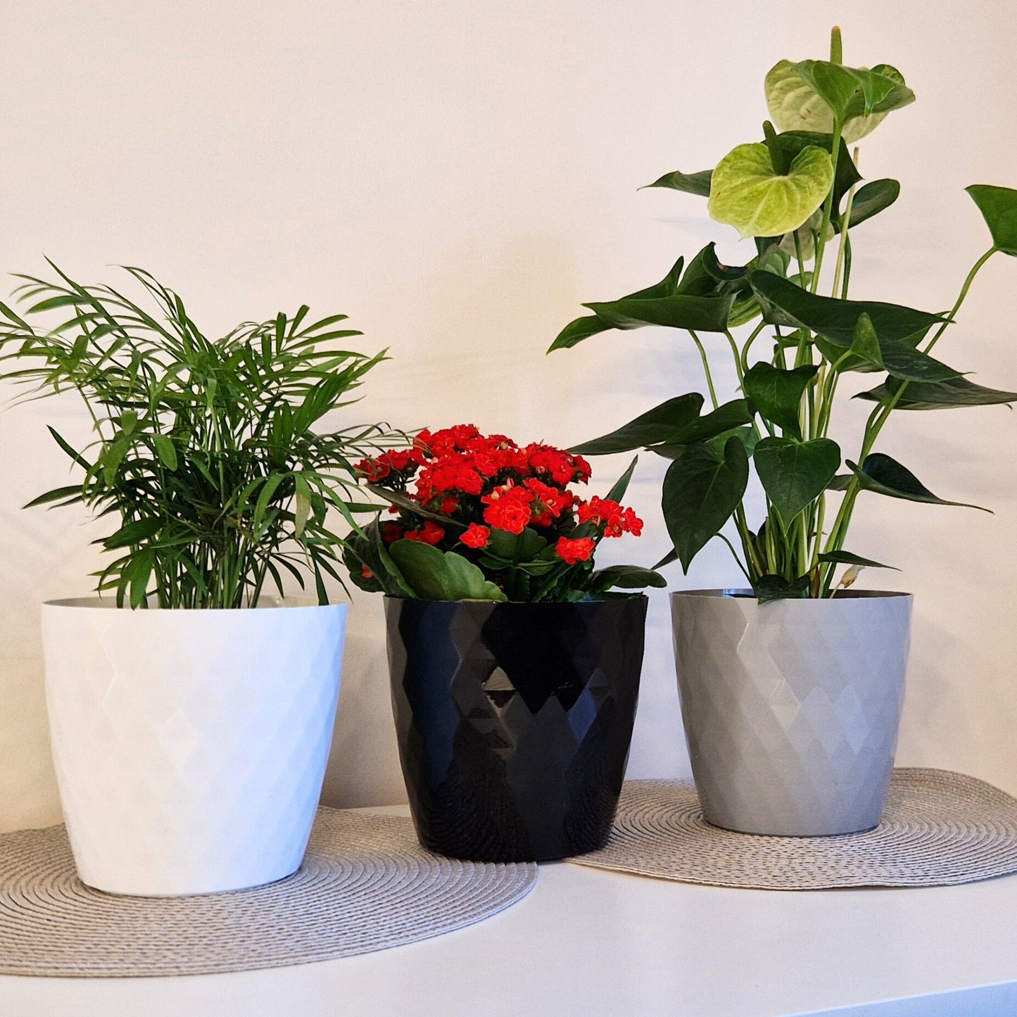 Plant Pots Indoor 20cm – Stylish Decorative Plastic Flower Pot with Glossy Crystal Surface – Durable Indoor & Outdoor Planter for House Plants, Herbs