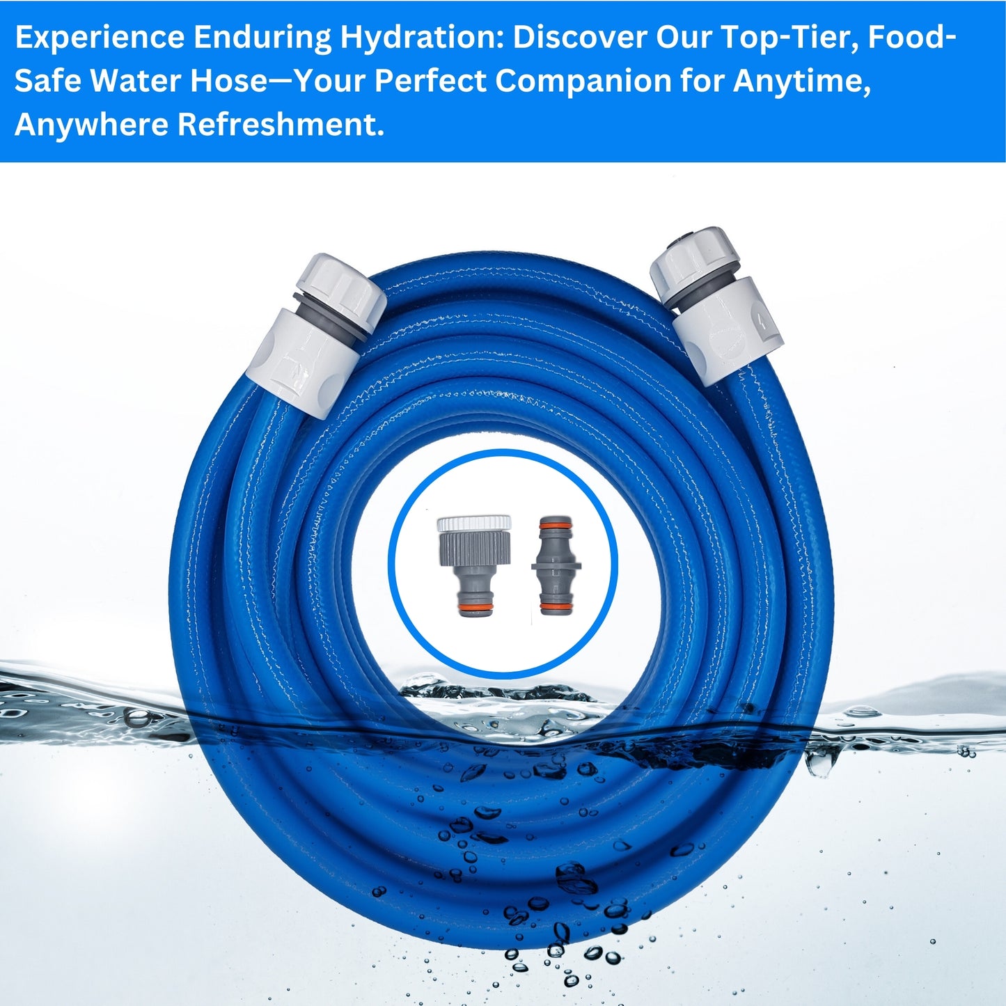 Premium 3-Layer Food Grade Water Hose Pipe | 10m, 1/2" | Includes Faucet, Double Male & Click-Lock Connectors | Motorhome, Caravan & Campervan Accessories | Campers & Motorhome Gadgets