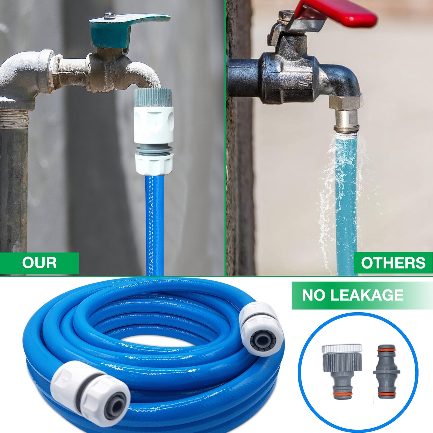 Premium 3-Layer Food Grade Water Hose Pipe | 10m, 1/2" | Includes Faucet, Double Male & Click-Lock Connectors | Motorhome, Caravan & Campervan Accessories | Campers & Motorhome Gadgets