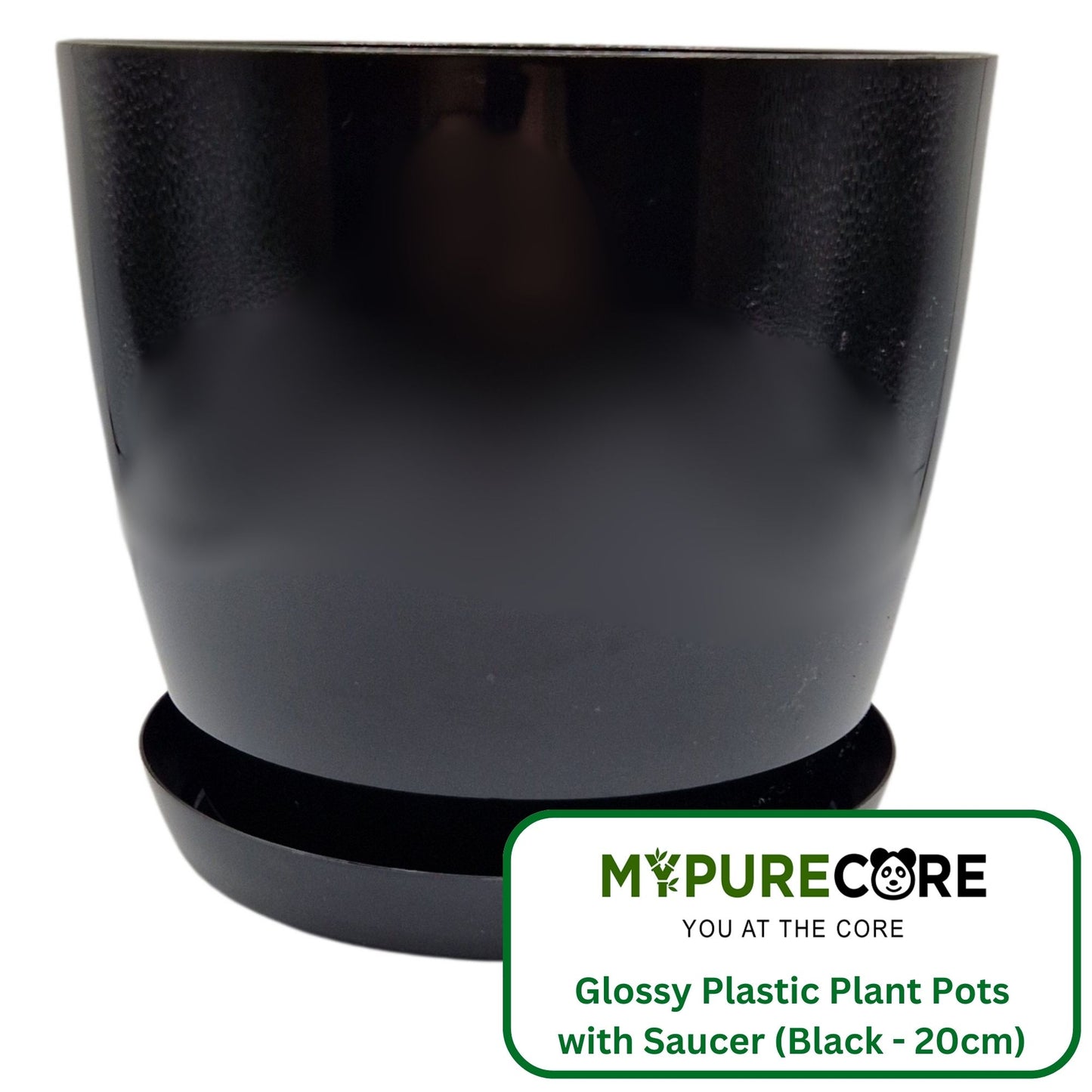 Plant Pots Indoor 20cm with Saucer – Stylish Glossy Plastic Flower Pot – Durable Indoor & Outdoor Planter for House Plants, Herbs, & Succulents