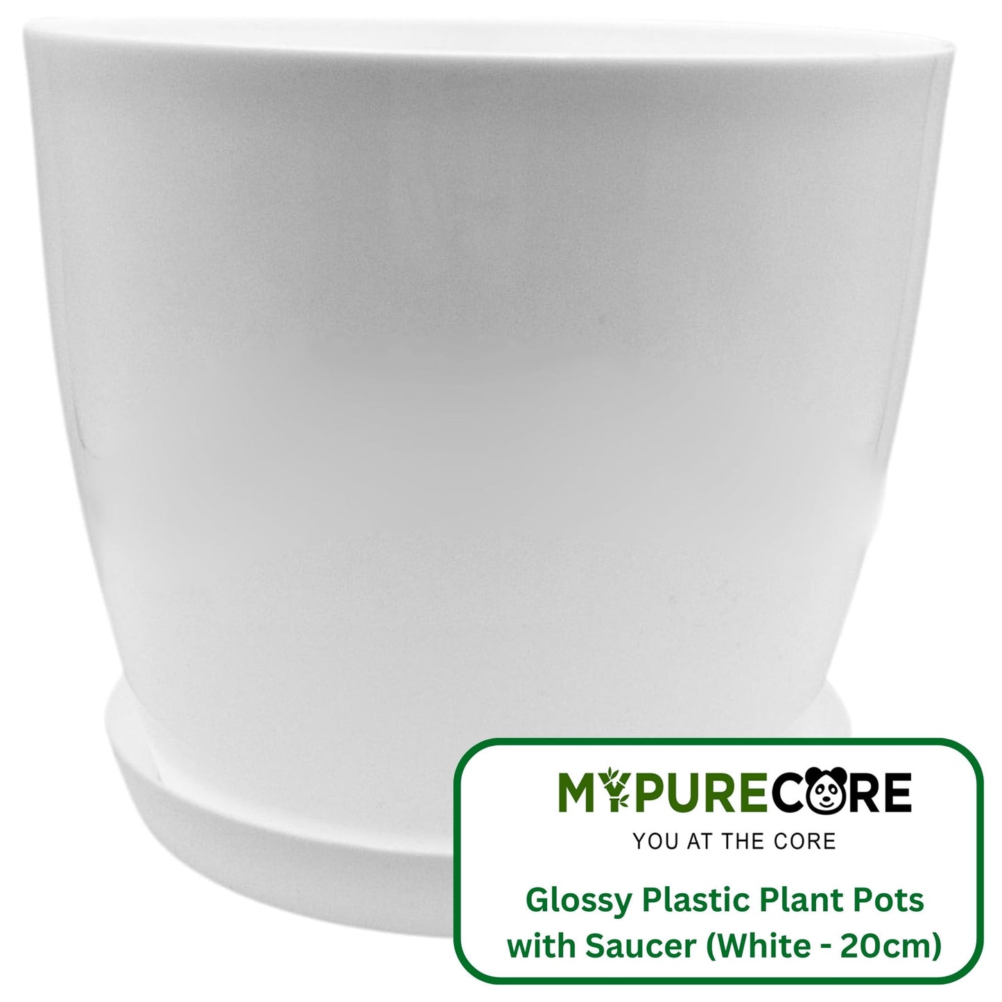 Plant Pots Indoor 20cm with Saucer – Stylish Glossy Plastic Flower Pot – Durable Indoor & Outdoor Planter for House Plants, Herbs, & Succulents
