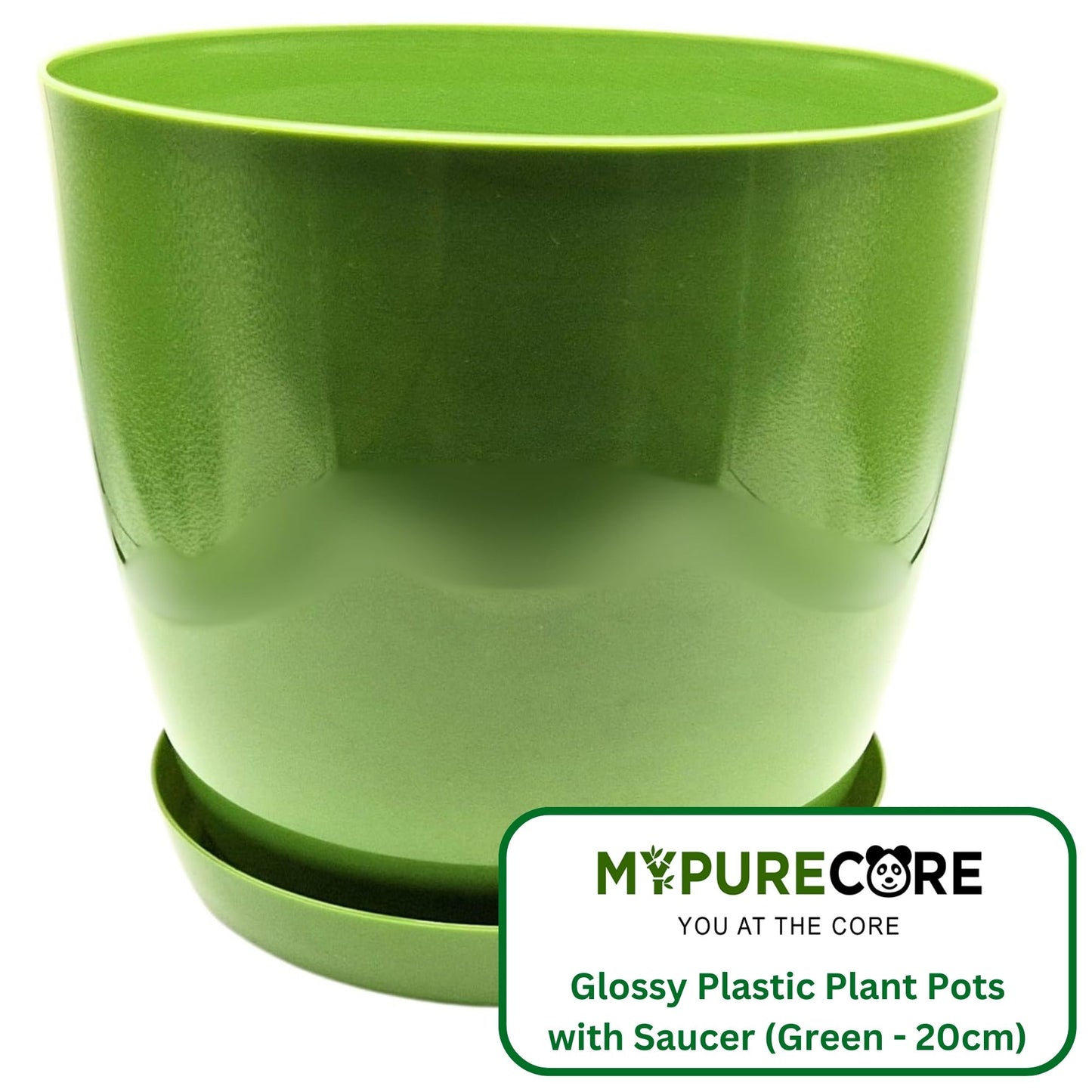 Plant Pots Indoor 20cm with Saucer – Stylish Glossy Plastic Flower Pot – Durable Indoor & Outdoor Planter for House Plants, Herbs, & Succulents