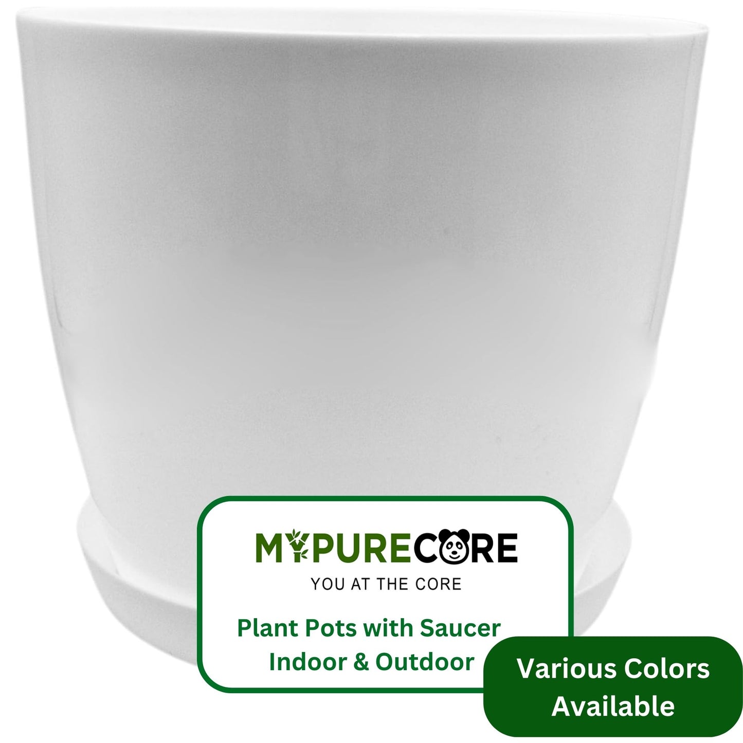 Plant Pots Indoor 20cm with Saucer – Stylish Glossy Plastic Flower Pot – Durable Indoor & Outdoor Planter for House Plants, Herbs, & Succulents