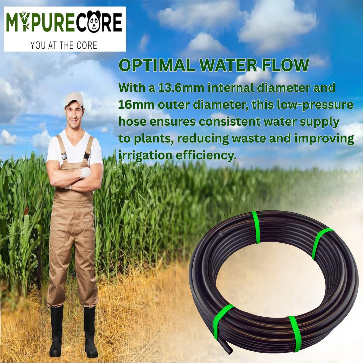 Irrigation Pipe 13mm / 16mm LDPE Garden Watering Hose – Heavy Duty UV Resistant Black Tubing Roll for Drip System, Greenhouse, Outdoor Plant Irrigation – Flexible Hose Pipe