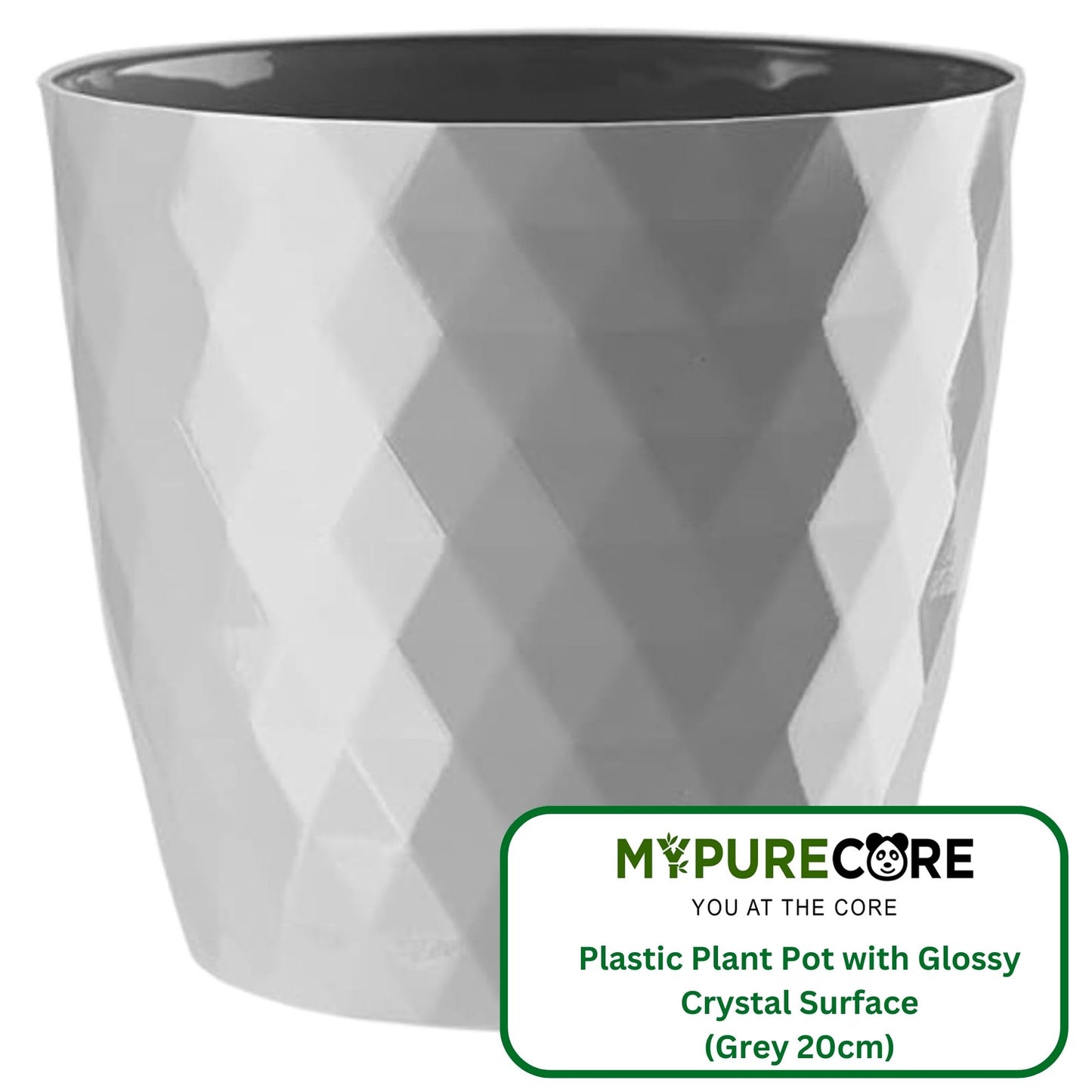Plant Pots Indoor 20cm – Stylish Decorative Plastic Flower Pot with Glossy Crystal Surface – Durable Indoor & Outdoor Planter for House Plants, Herbs