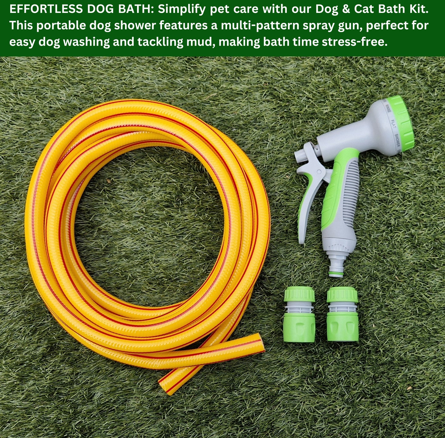 Ultimate Simple Dog & Cat Bath Kit - Portable Shower for Pets with Multi-Pattern Spray Gun